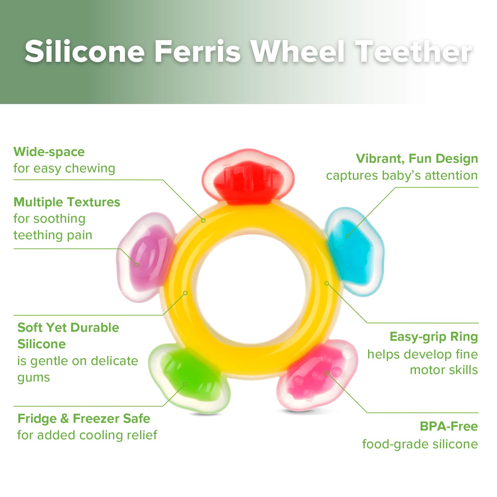 haakaa-silicone-ferris-wheel-teether-freezer-teething-toy-for-babies-3-months-bp image 4