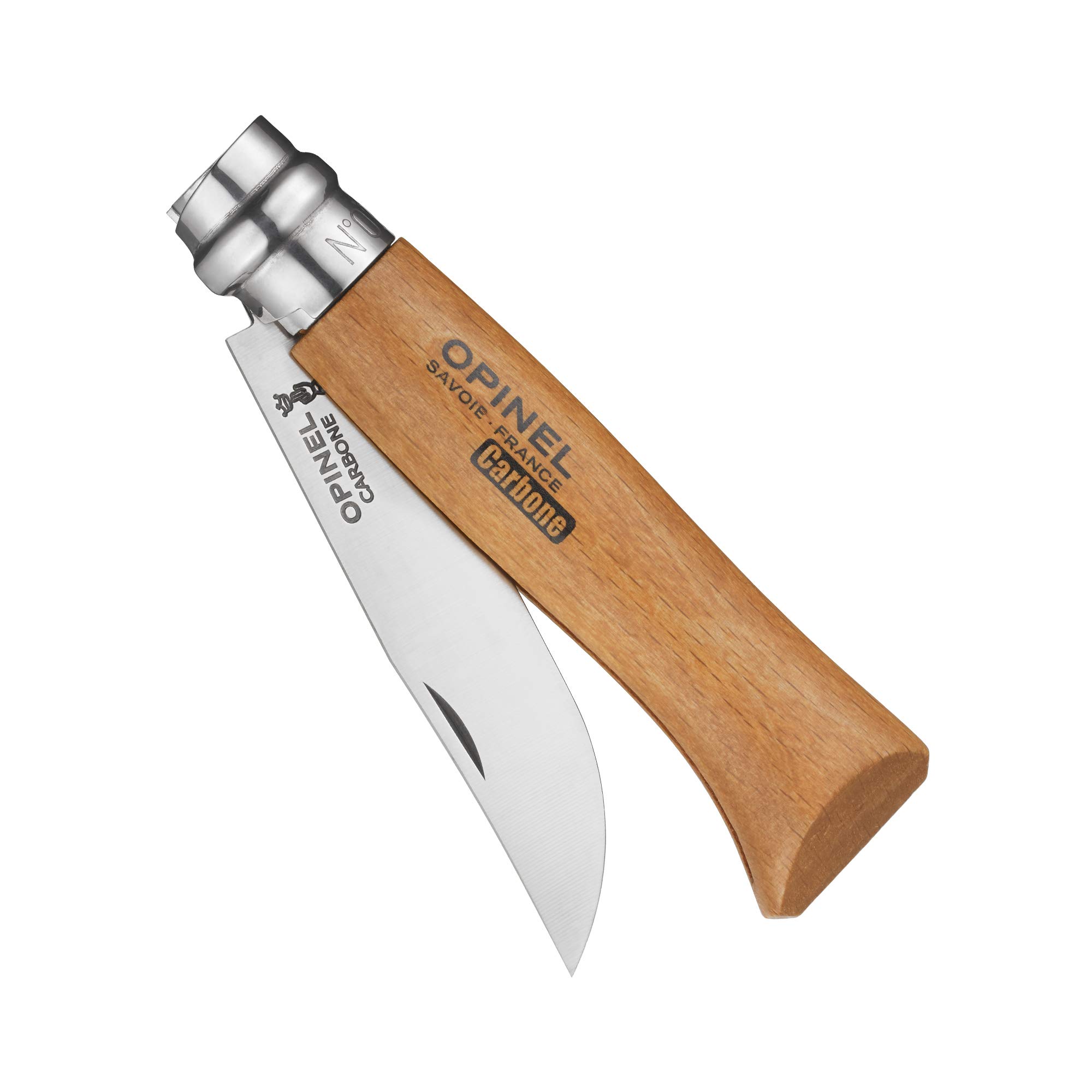 opinel-carbon-no-8-folding-pocket-knife-with-beechwood-handle-and-sheath-classic image 4