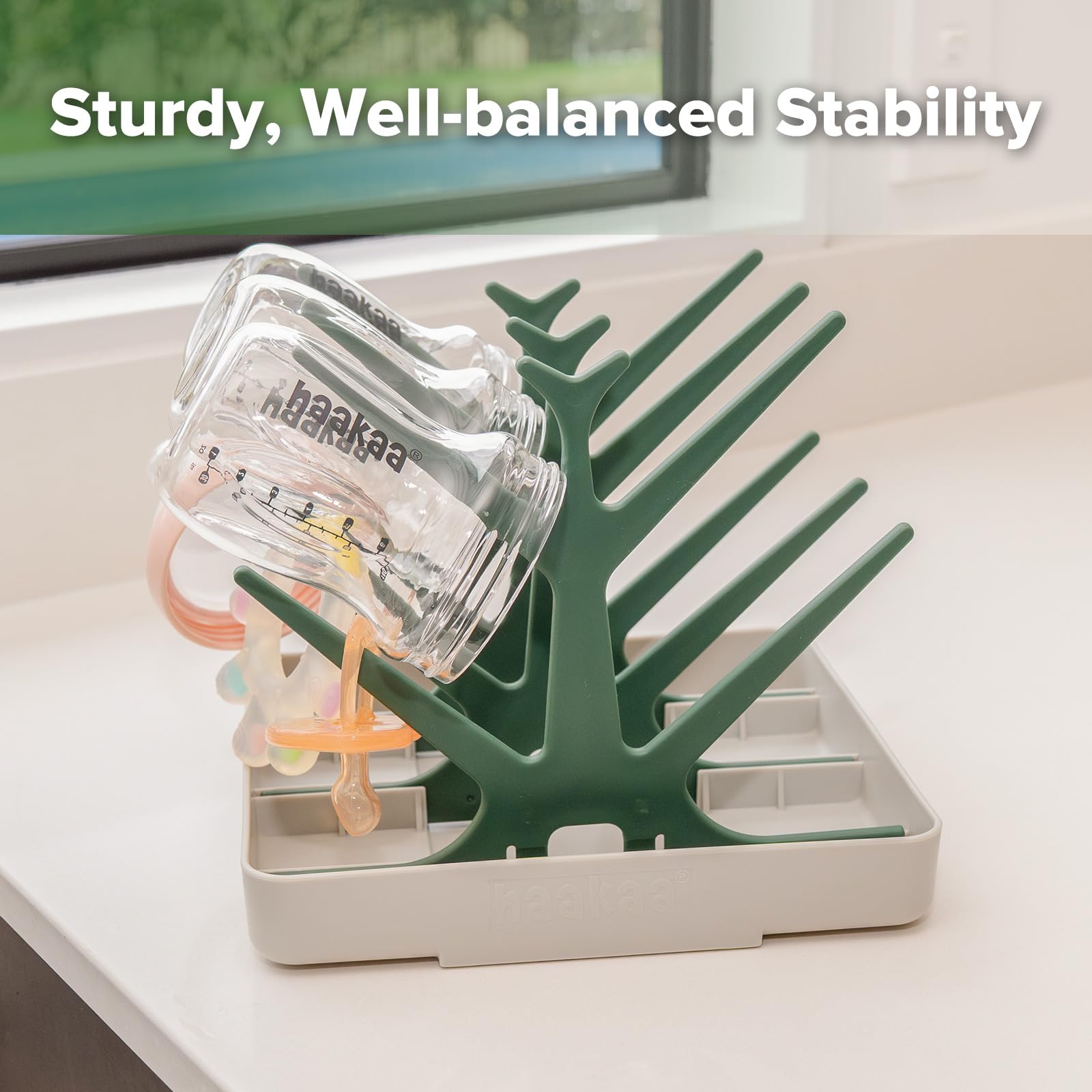 haakaa-portable-baby-bottle-drying-rack-with-tray-foldable-space-saving-bpa-free image 5