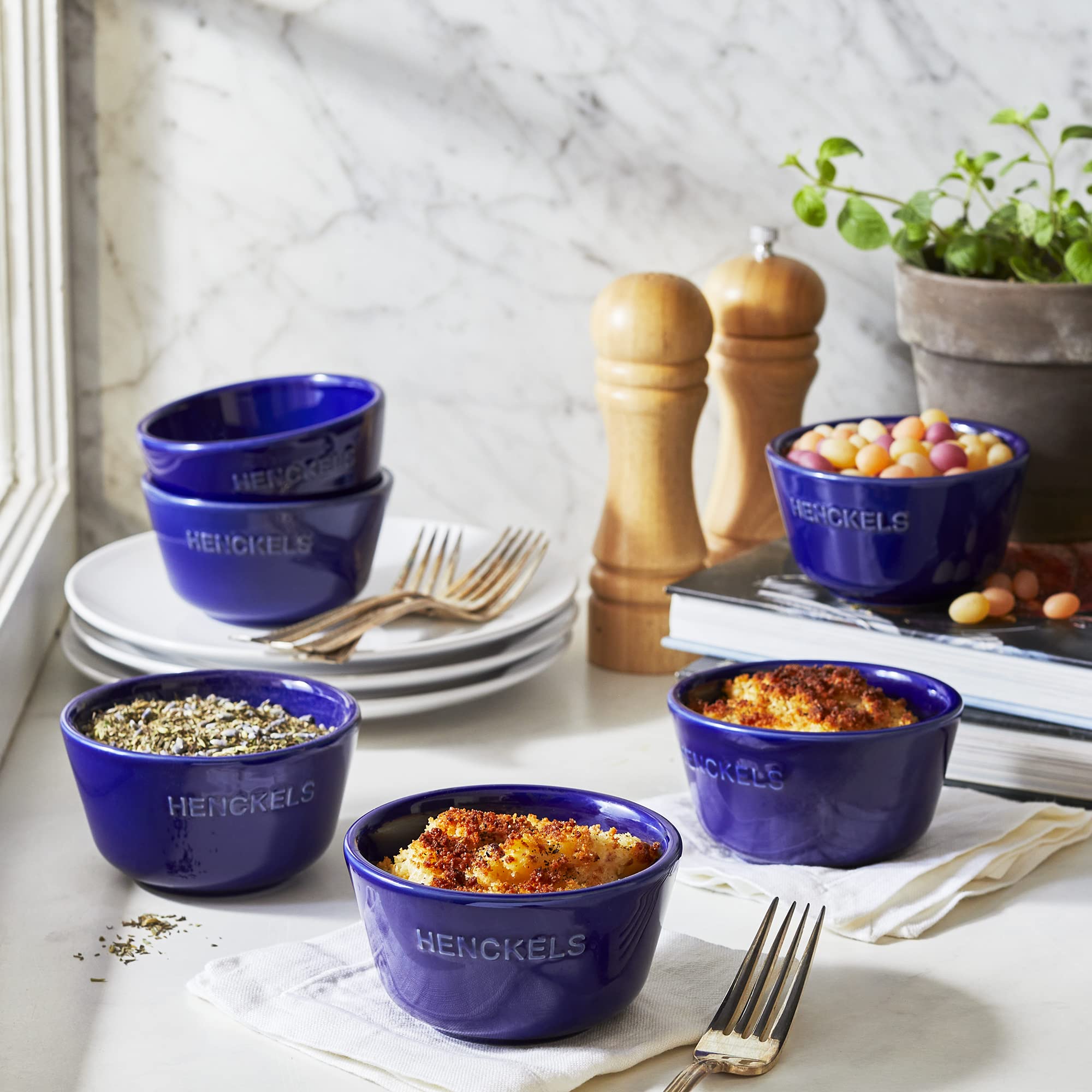 miyabi-ceramic-6-piece-round-ramekin-set-dark-blue-7-oz-handmade-stoneware image 2