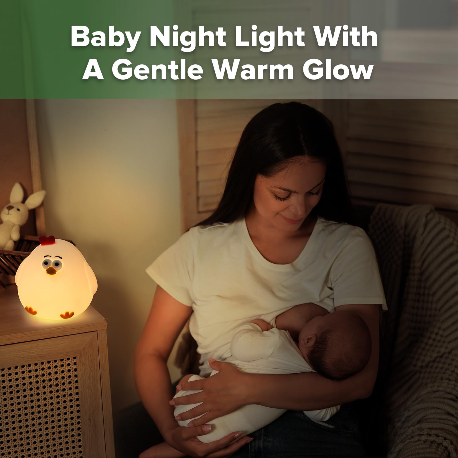 haakaa-baby-night-light-usb-rechargeable-squishy-chicken-silicone-lamp-with-time image 2