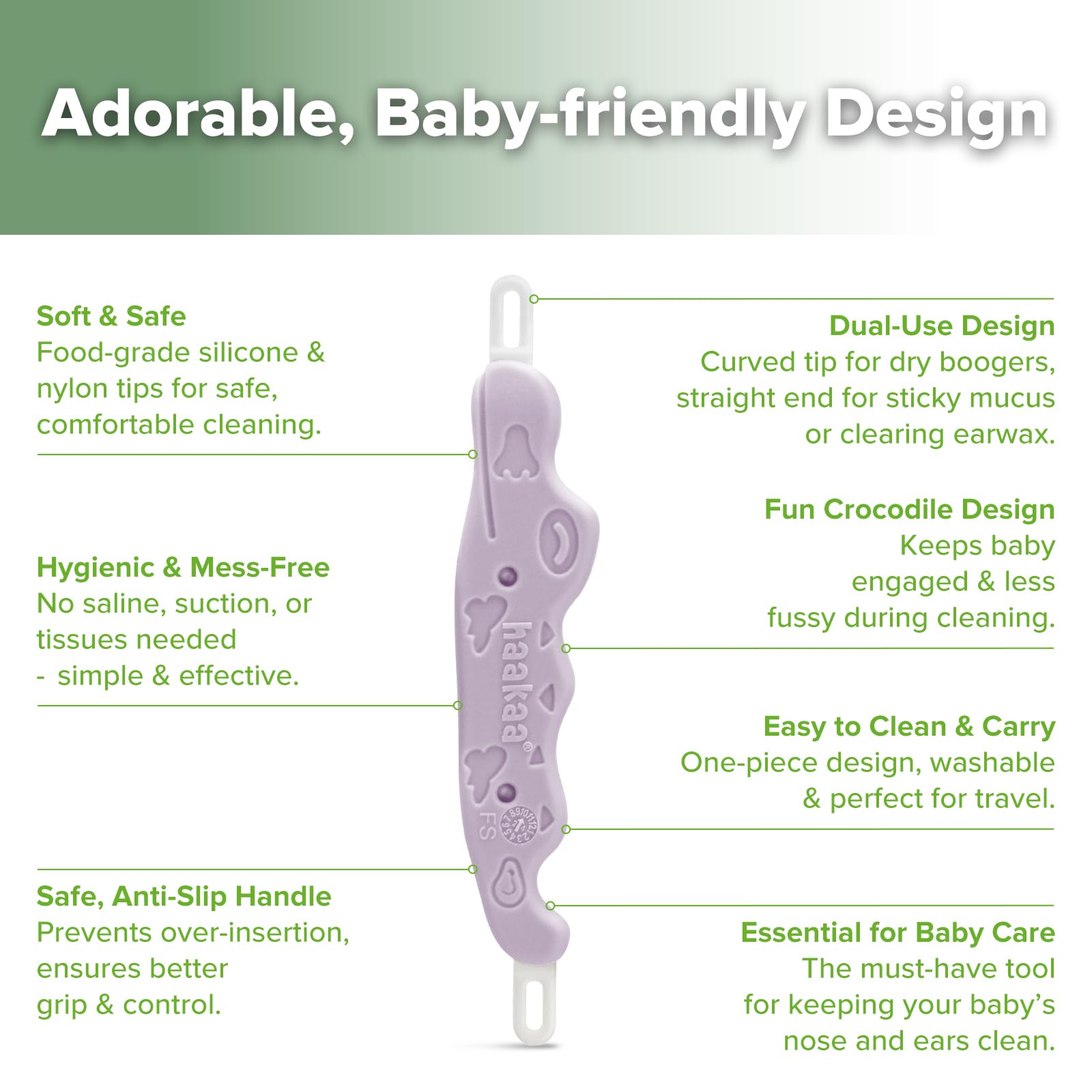 haakaa-baby-nose-cleaner-ear-wax-removal-tool-unique-crocodile-shaped-design-lav image 4