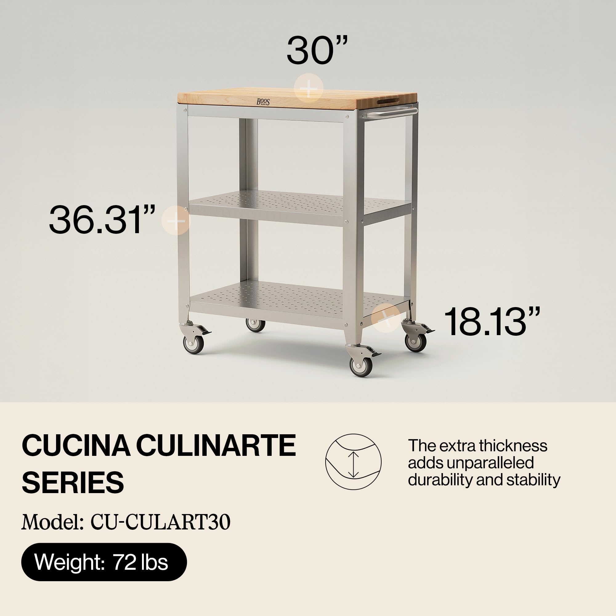 john-boos-cucina-culinarte-kitchen-cart-rolling-prep-table-with-removable-maple- image 2