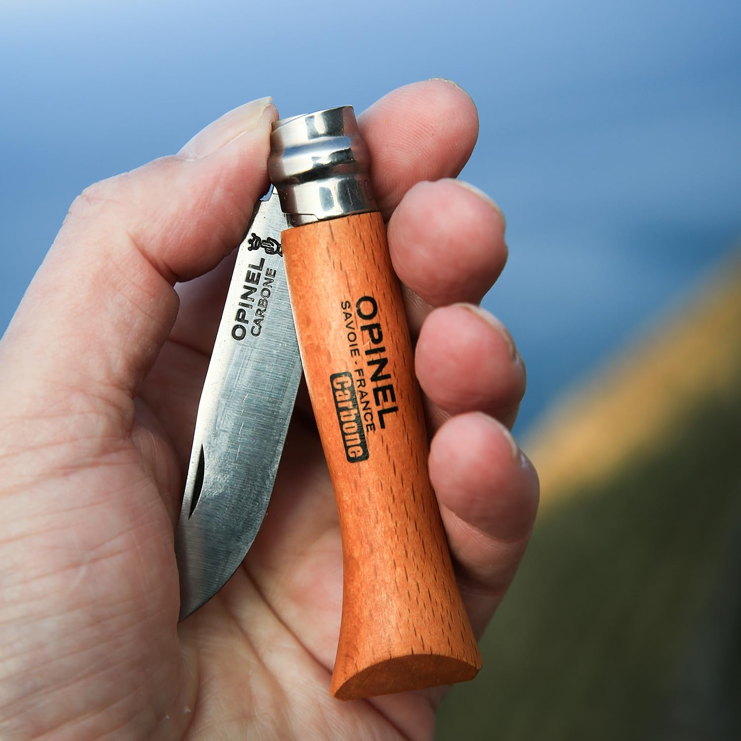 opinel-no-08-carbon-carbon-steel-folding-pocket-knife-with-beechwood-handle image 4