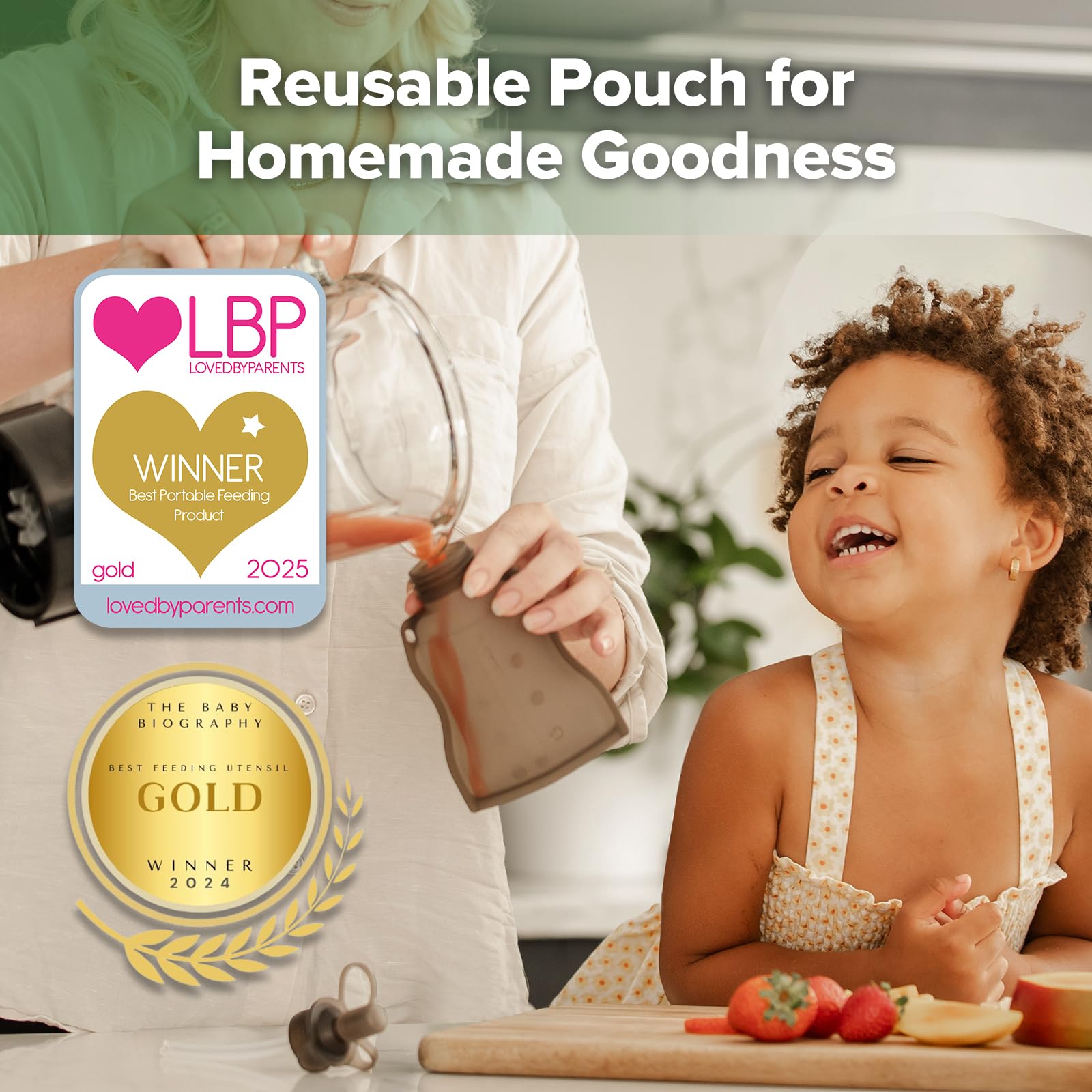 haakaa-reusable-baby-food-pouches-4oz-4-pack-soft-silicone-refillable-squeeze-po image 2
