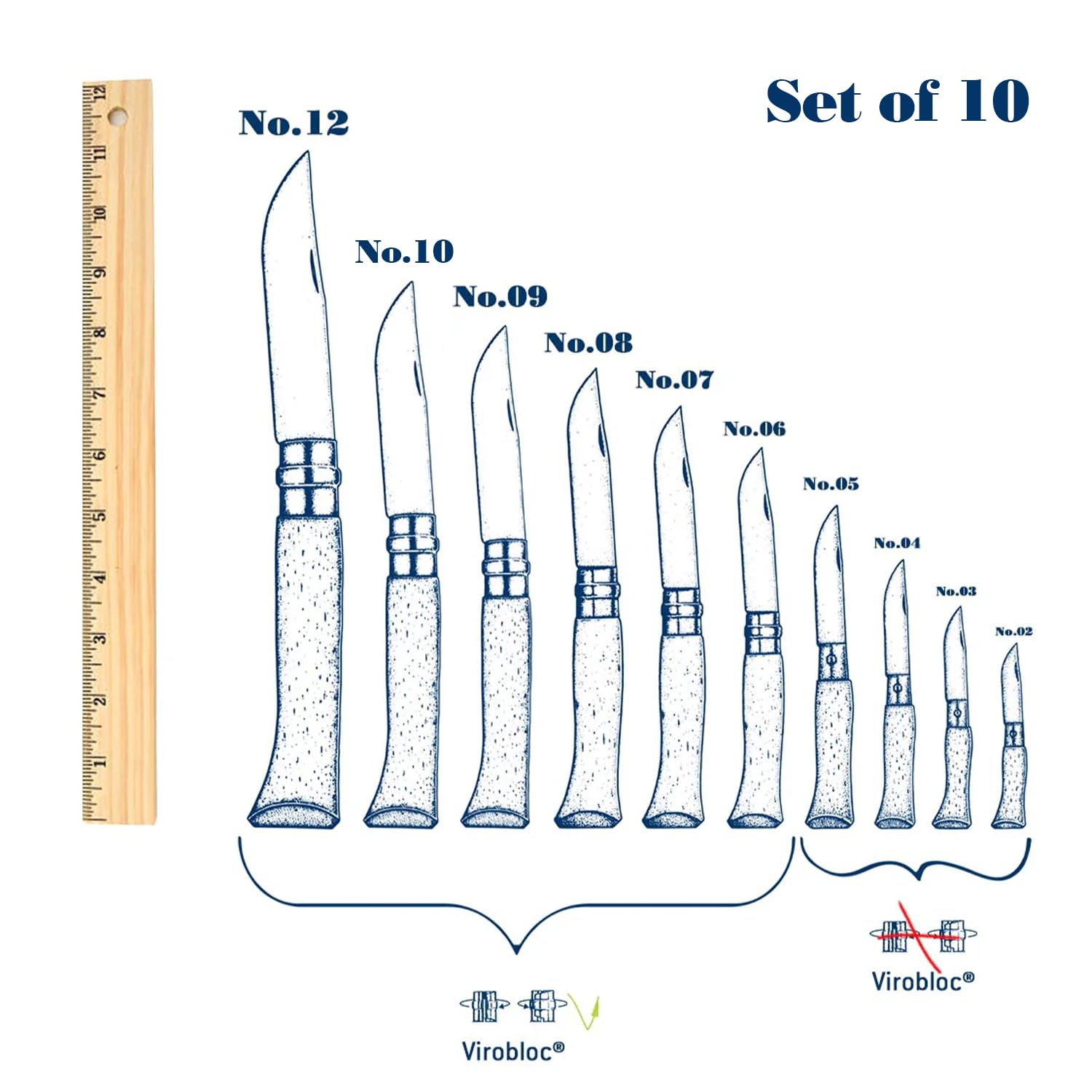 opinel-stainless-steel-folding-knife-box-set-10-knives-no-2-to-no-12-in-wooden-g image 3