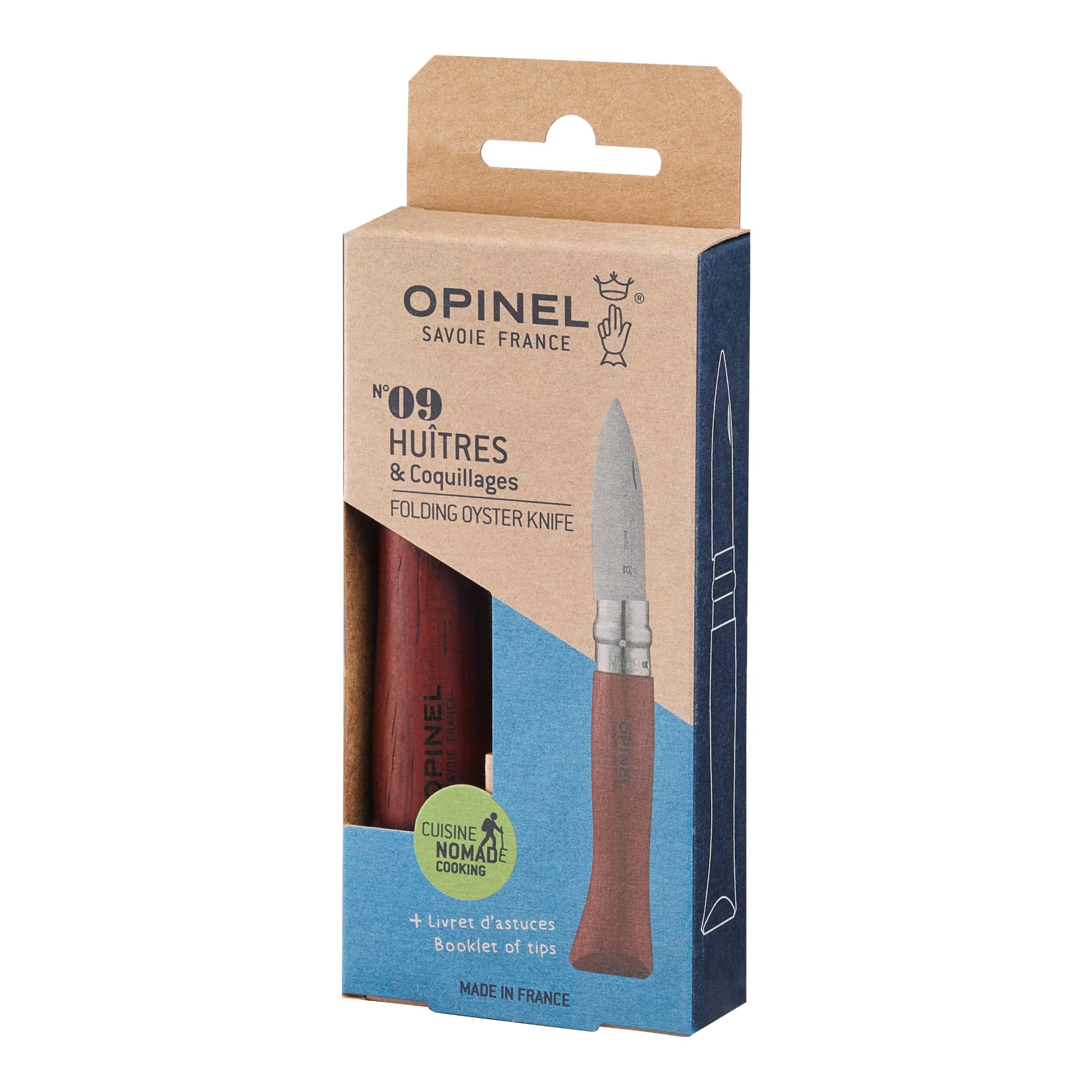 opinel-no-09-stainless-steel-folding-oyster-shellfish-knife-with-padouk-handle image 3