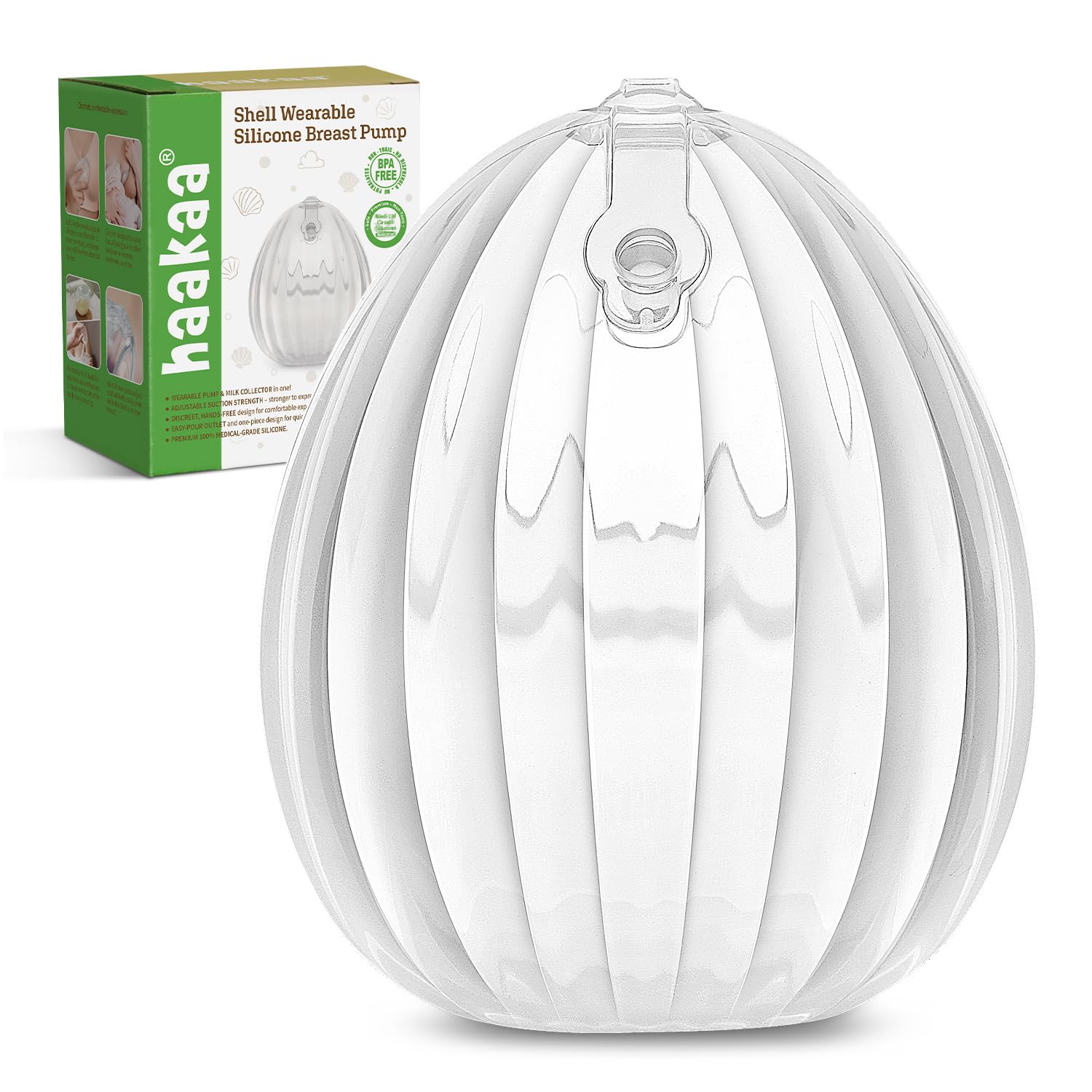 haakaa-shell-wearable-silicone-breast-pump-hands-free-passive-breast-milk-collec image 1