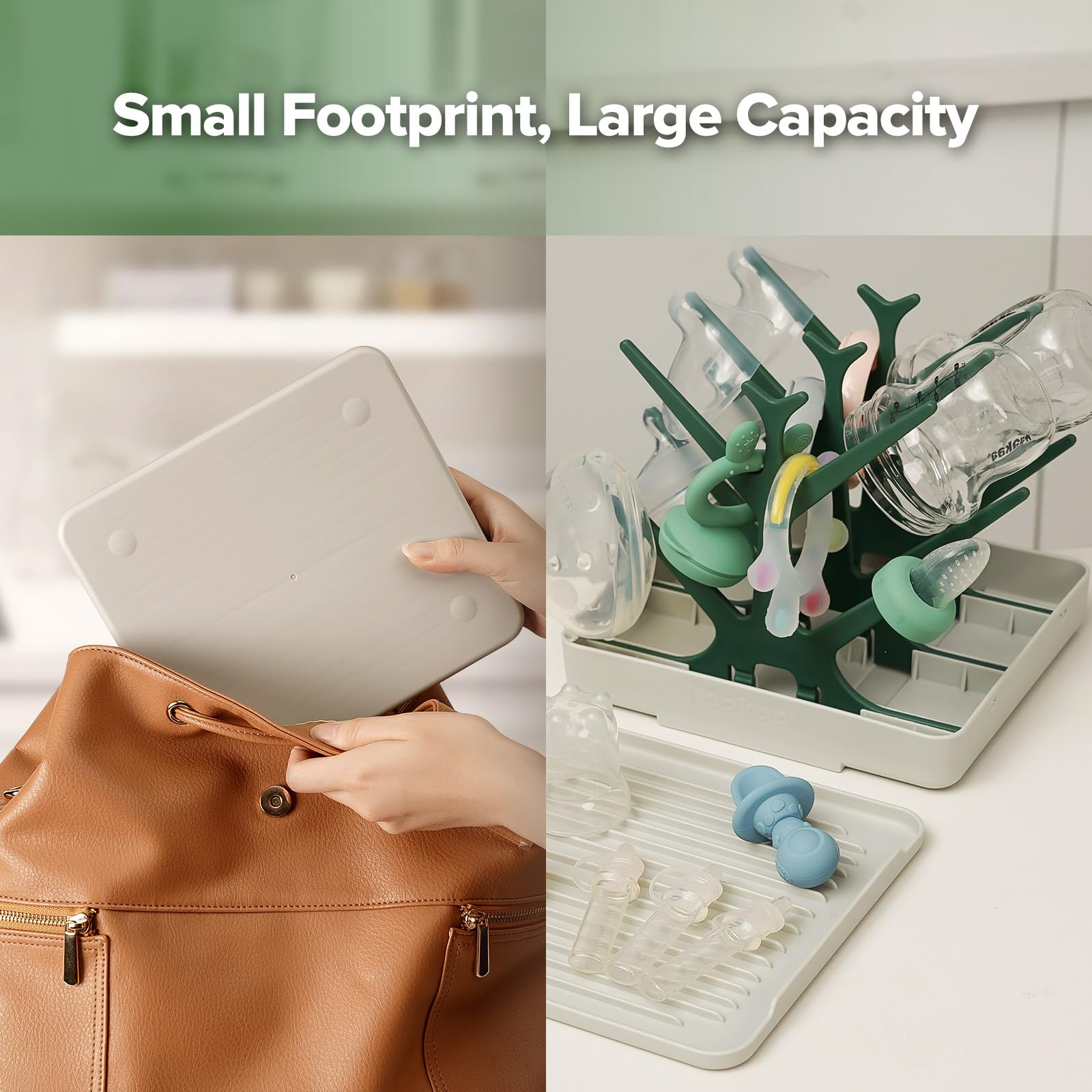 haakaa-portable-baby-bottle-drying-rack-with-tray-foldable-space-saving-bpa-free image 6