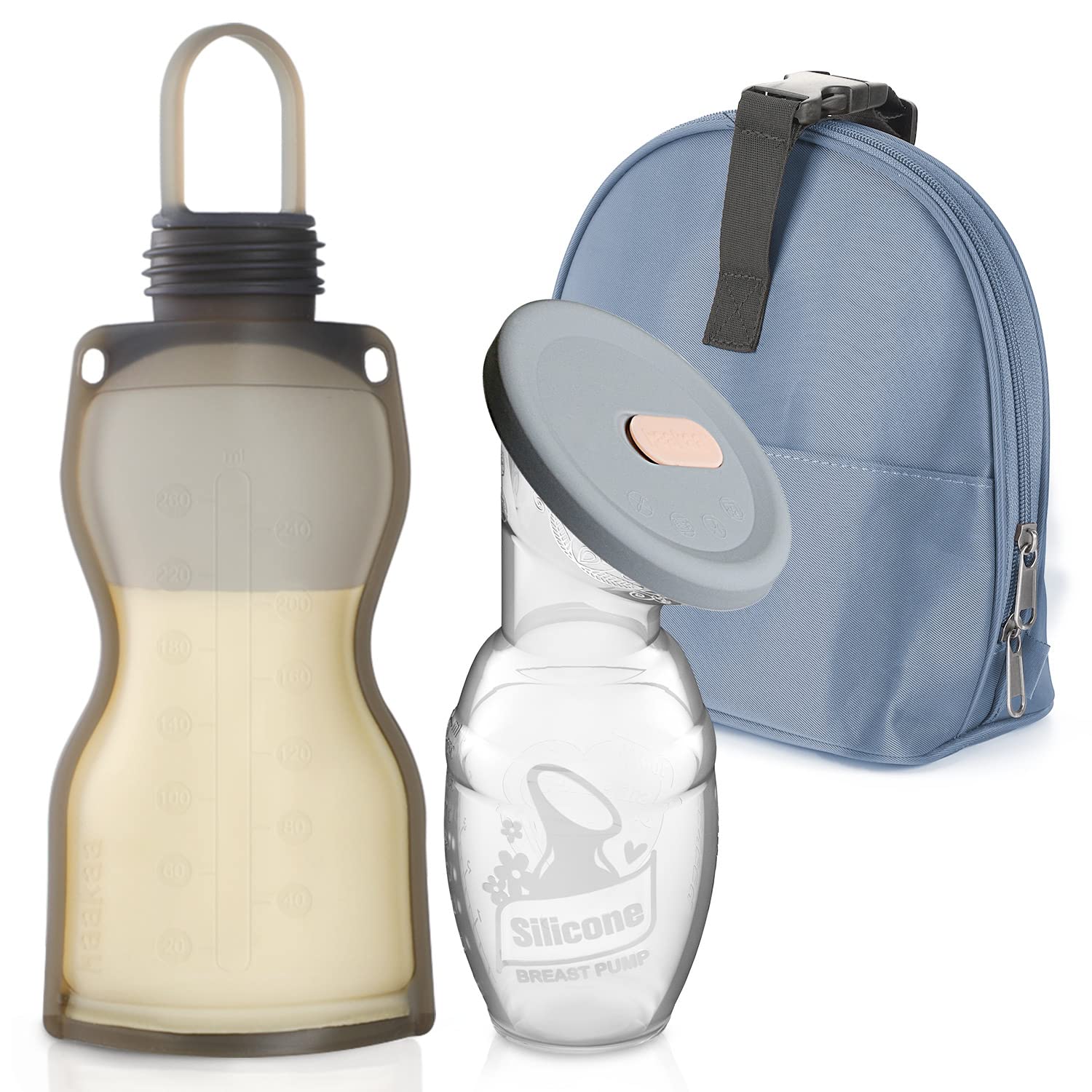 haakaa-manual-breast-pump-4oz-100ml-with-leakproof-lid-breastmilk-storage-bag-gr image 1