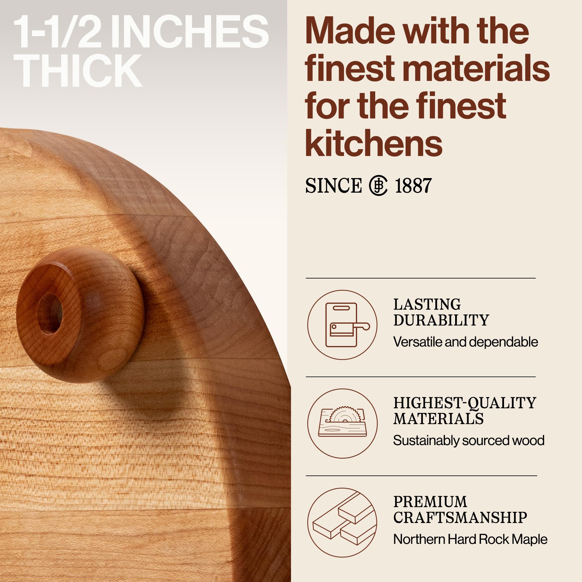john-boos-b-series-round-wooden-maple-cutting-board-12-x12-1-5-thick-edge-grain- image 3