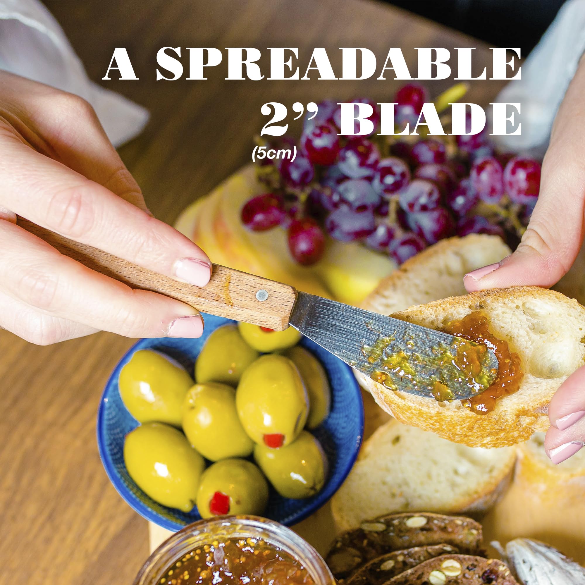 opinel-no-117-spreading-and-butter-knife-with-painted-hornbeam-wood-handle-natur image 3