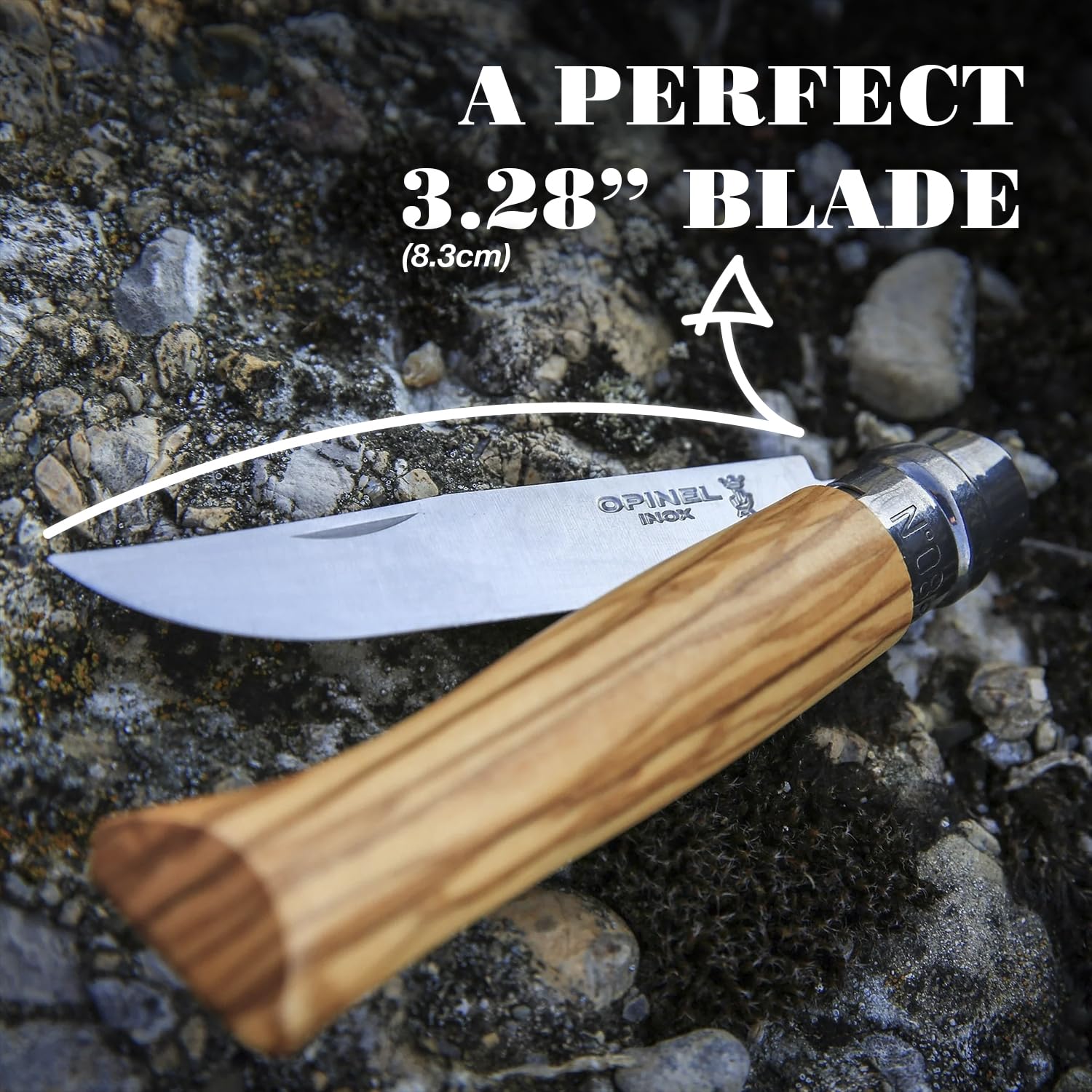 opinel-no-08-olivewood-folding-knife-set-with-leather-sheath-and-wooden-box image 3