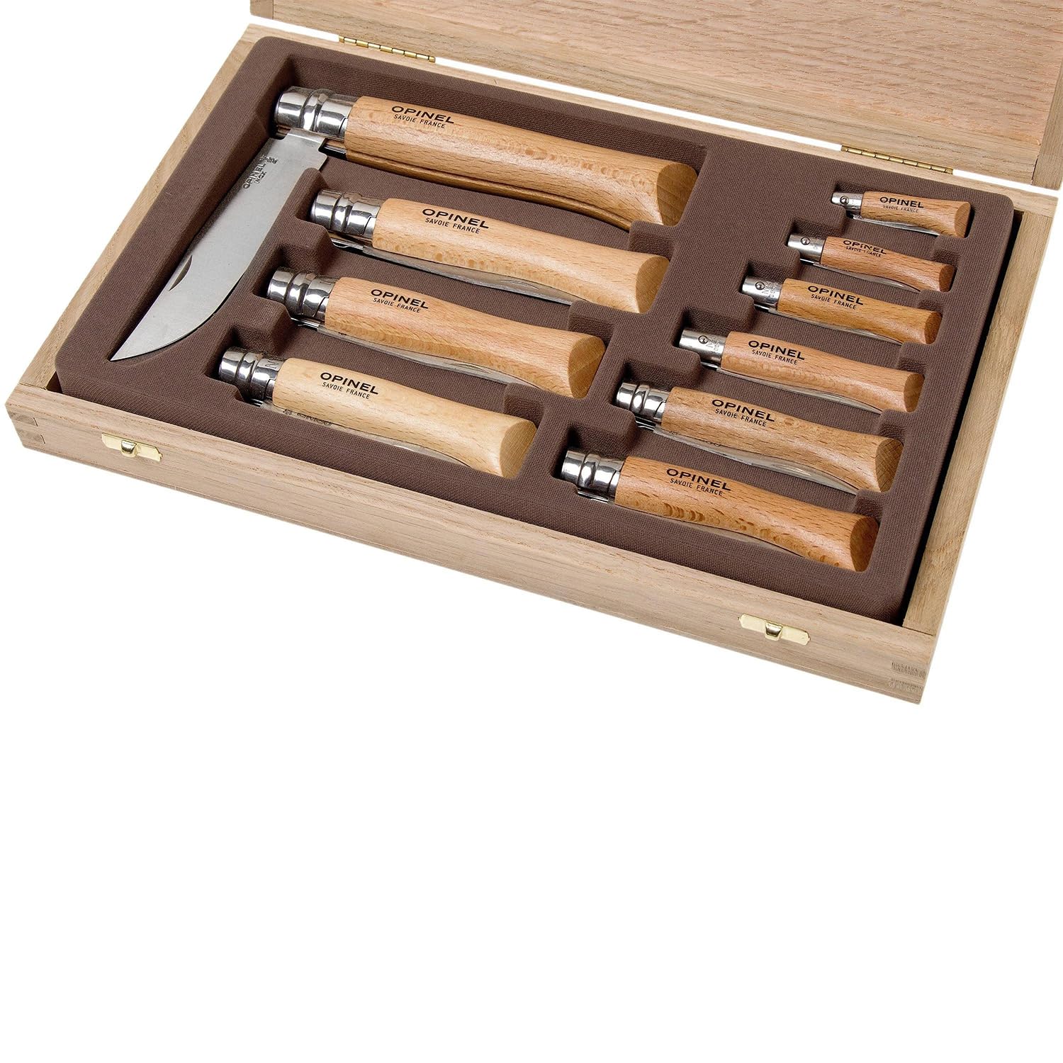 opinel-stainless-steel-folding-knife-box-set-10-knives-no-2-to-no-12-in-wooden-g image 5