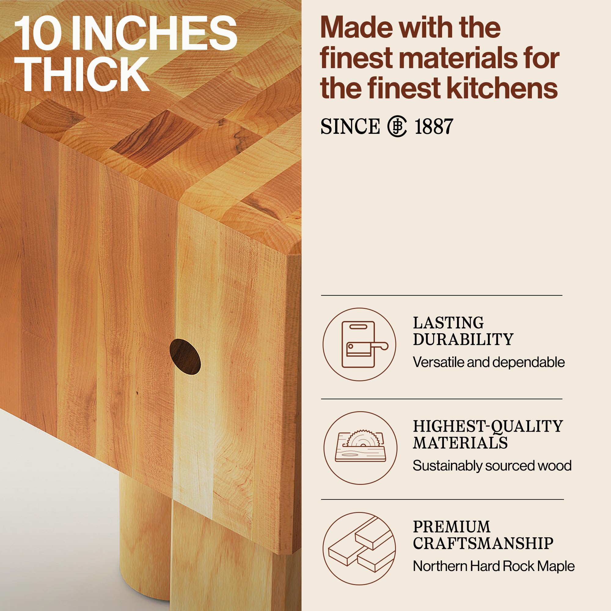 john-boos-ab-series-square-wooden-maple-cutting-board-butcher-block-with-legs-18 image 4