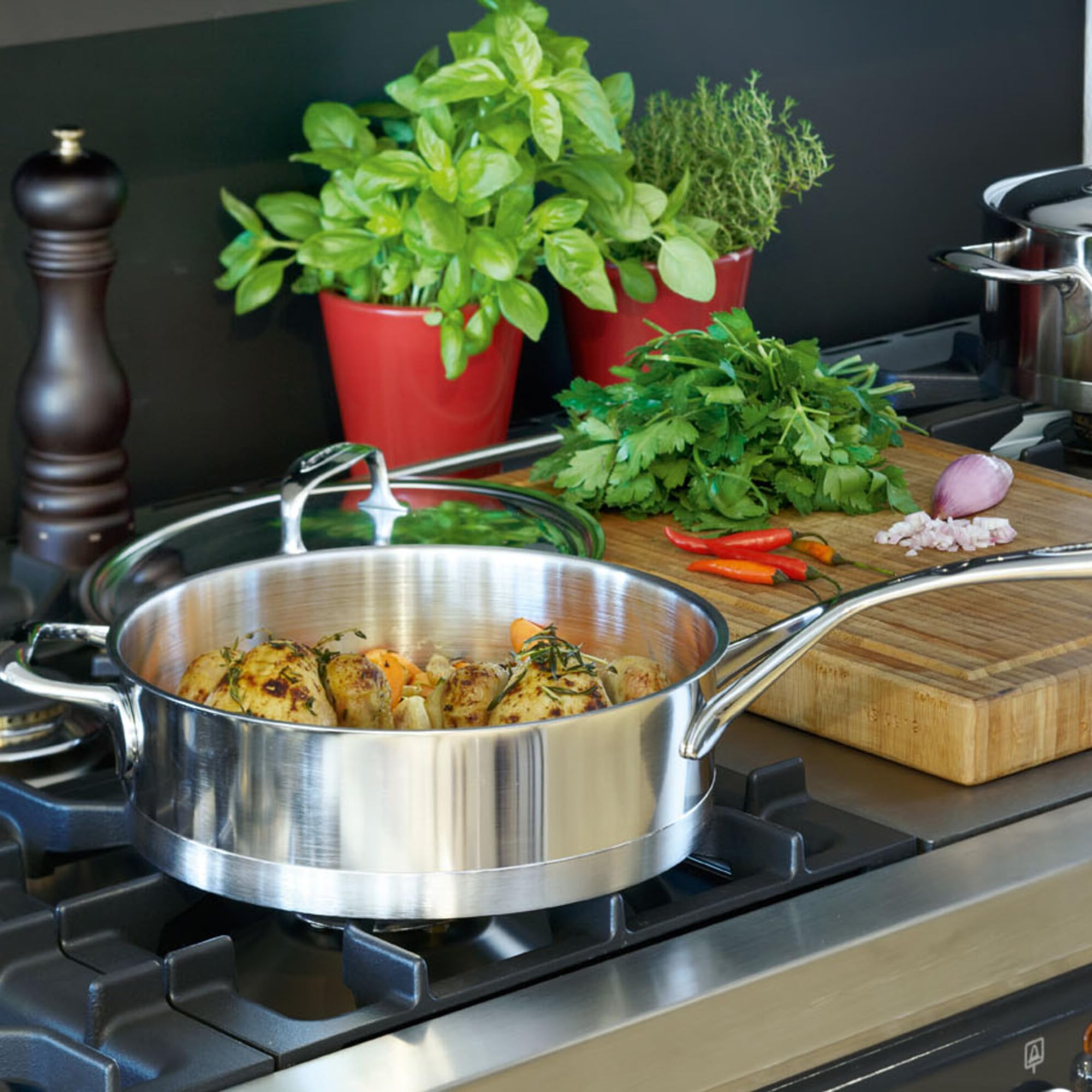 demeyere-atlantis-2-6-quart-saut-pan-with-lid-7-layer-stainless-steel-induction- image 2