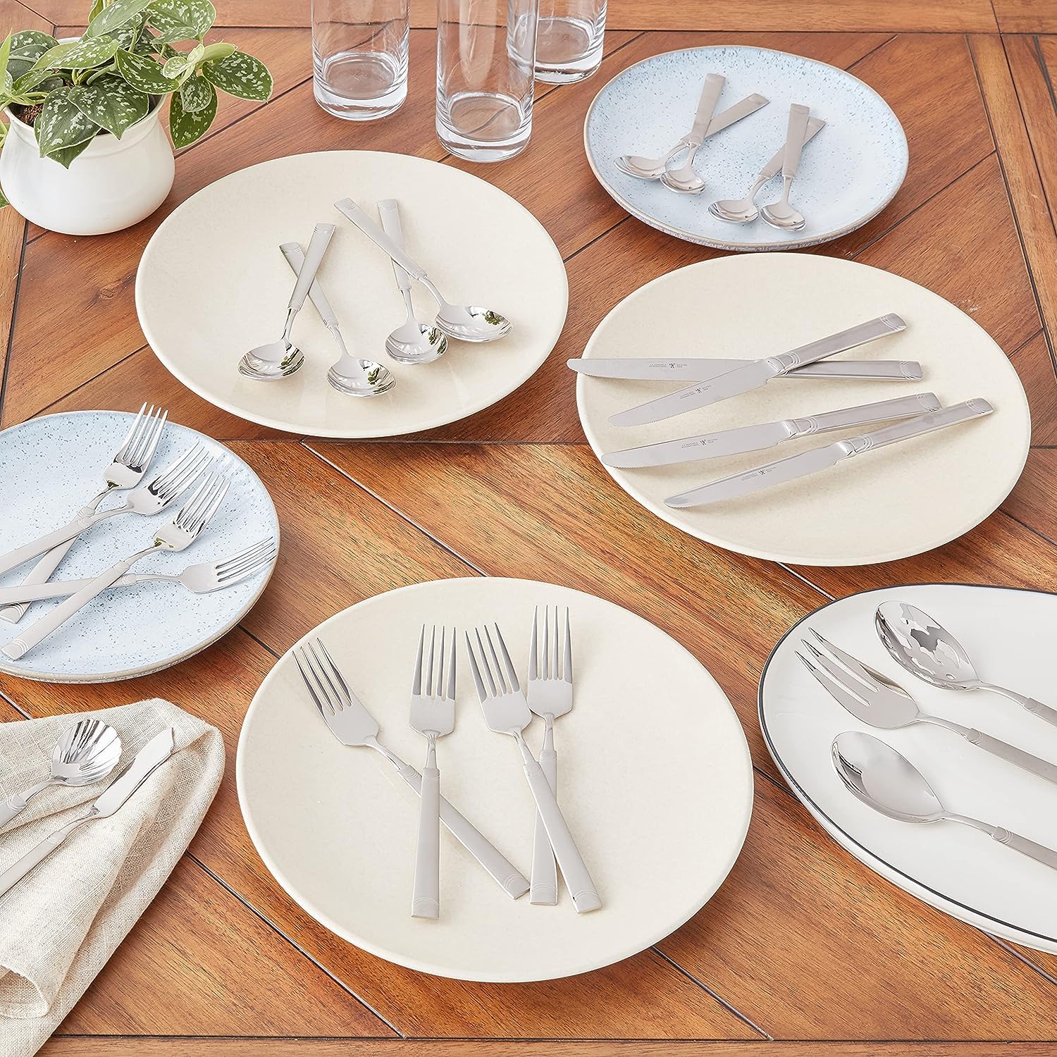 henckels-joy-45-piece-stainless-steel-flatware-set-18-10-steel-forged-knives-lus image 2