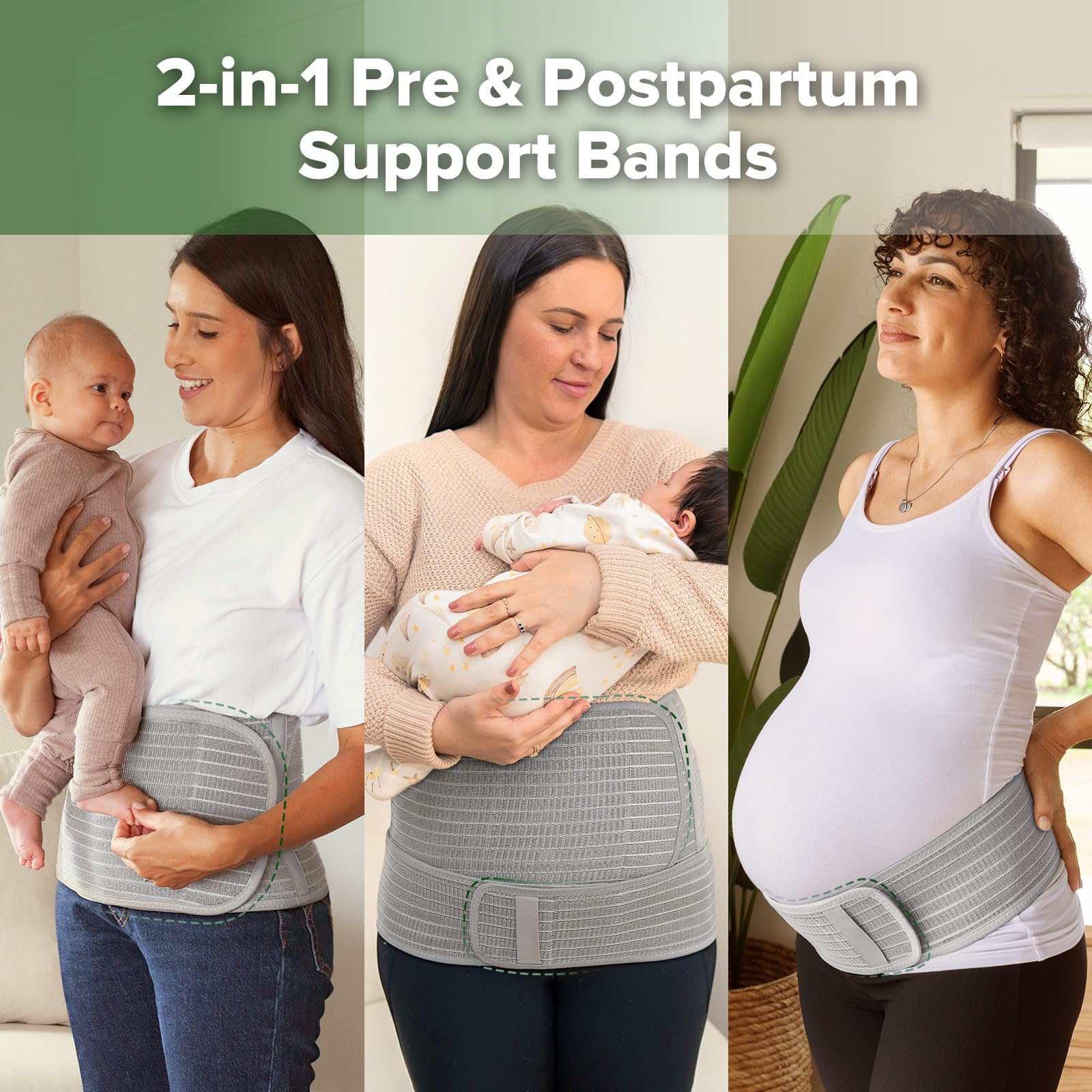 haakaa-pregnancy-belly-band-postpartum-belly-band-2-in-1-support-wrap-natural-la image 2