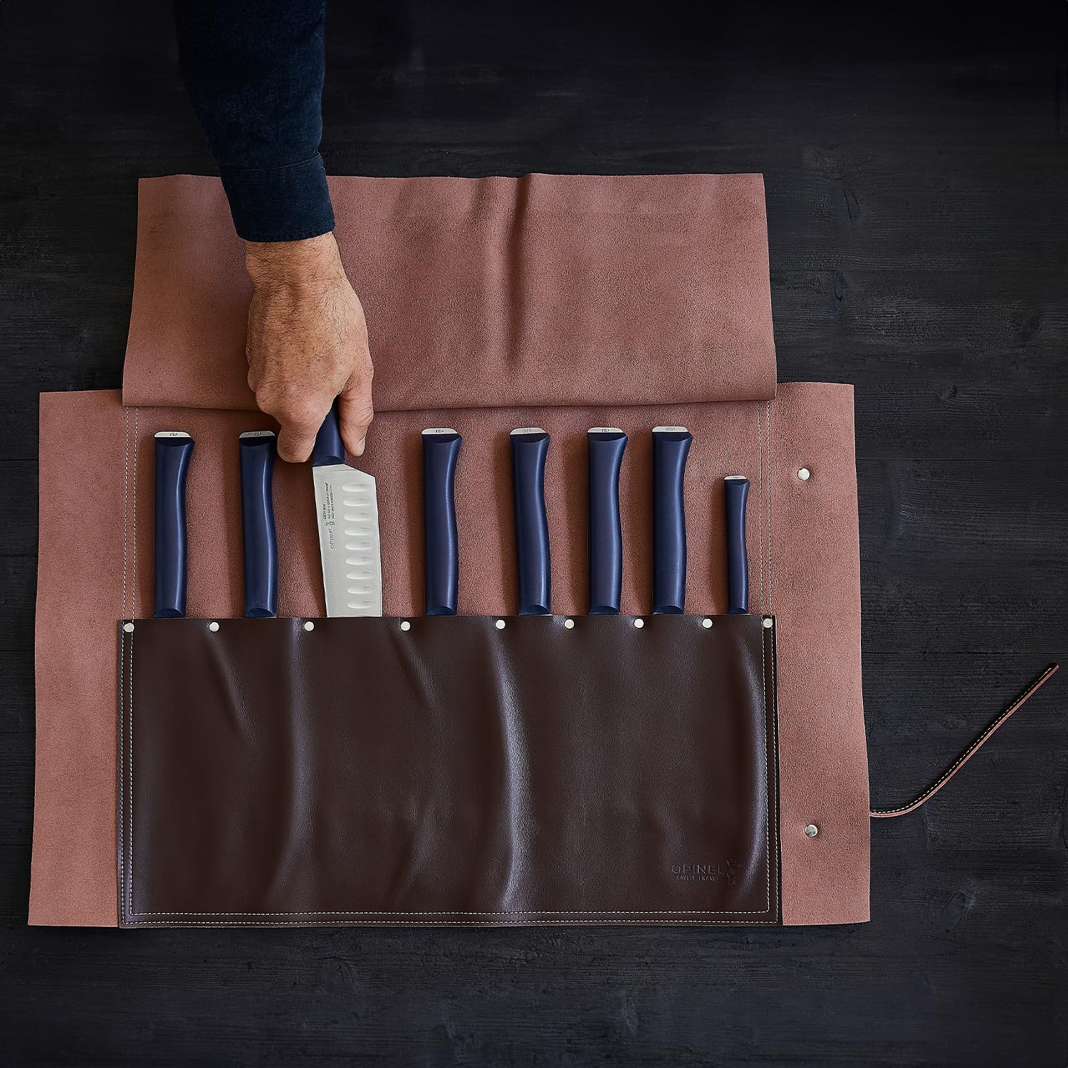 opinel-8-slot-synthetic-leather-chef-and-kitchen-knife-roll image 5