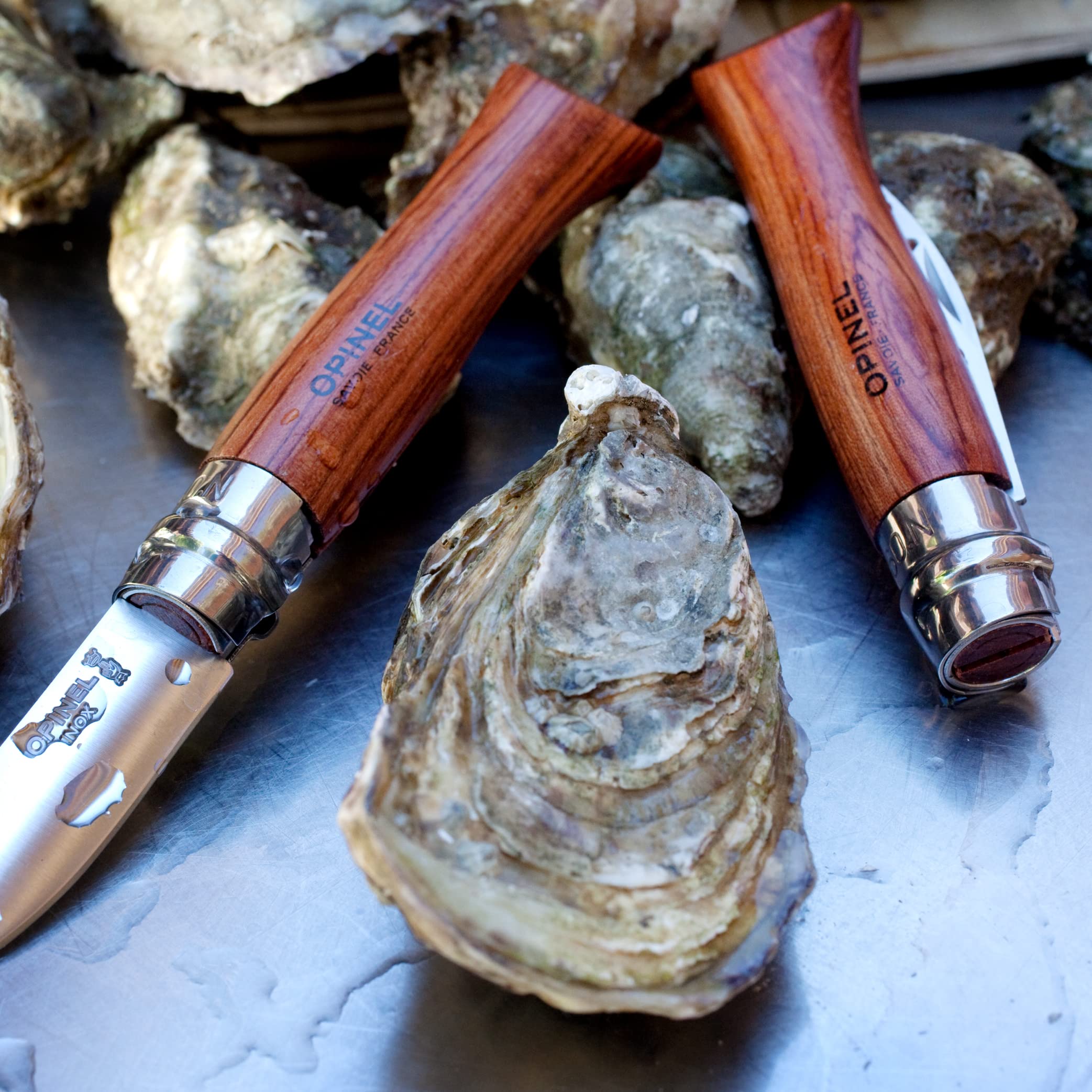 opinel-no-09-stainless-steel-folding-oyster-shellfish-knife-with-padouk-handle image 6