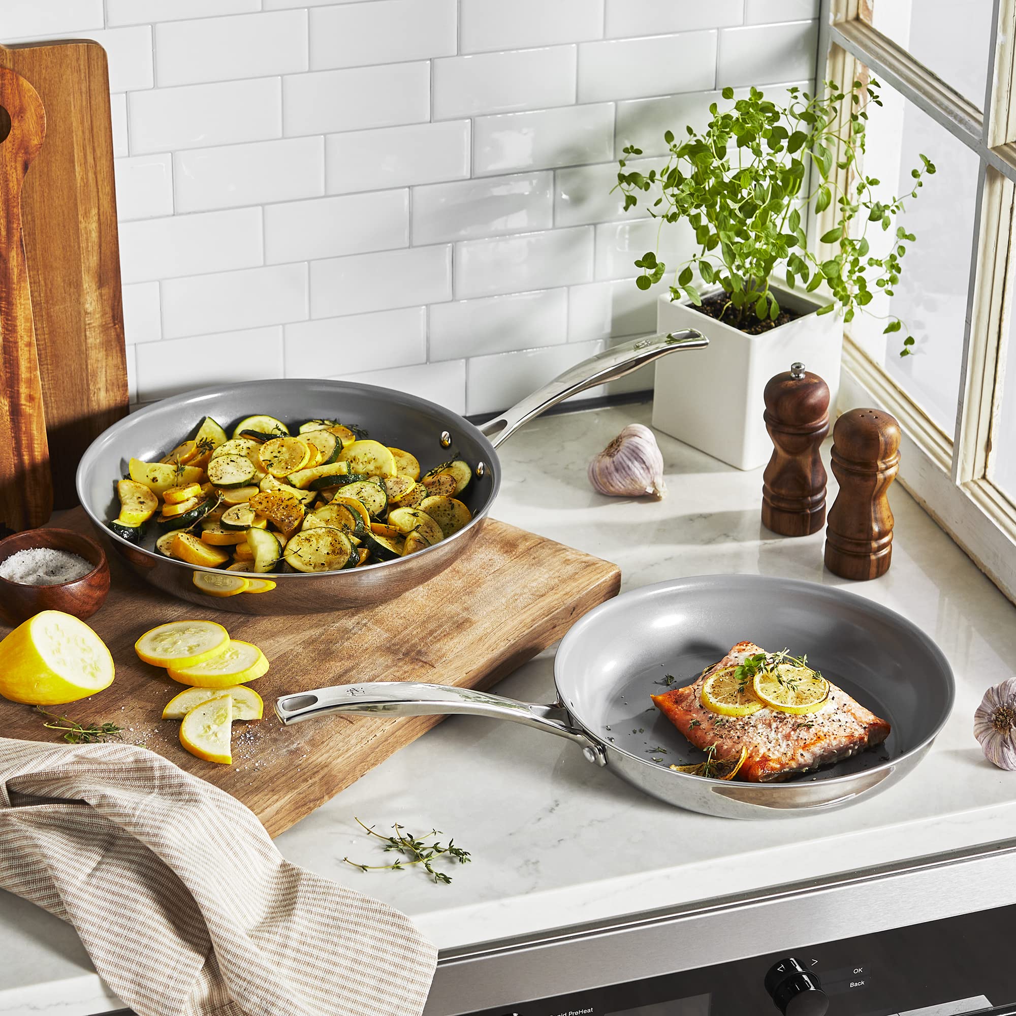 henckels-clad-h3-2-piece-stainless-steel-ceramic-nonstick-fry-pan-set-10-12 image 5