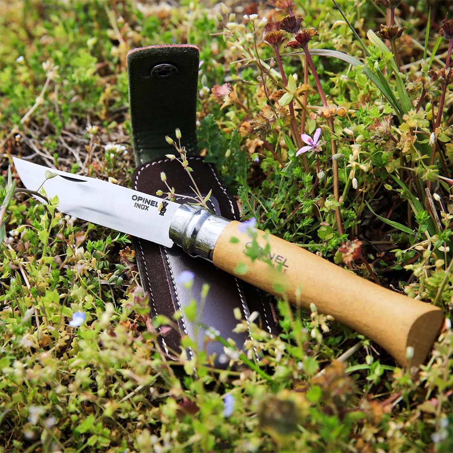 opinel-no-08-stainless-steel-folding-knife-beechwood-handle-with-sheath image 5
