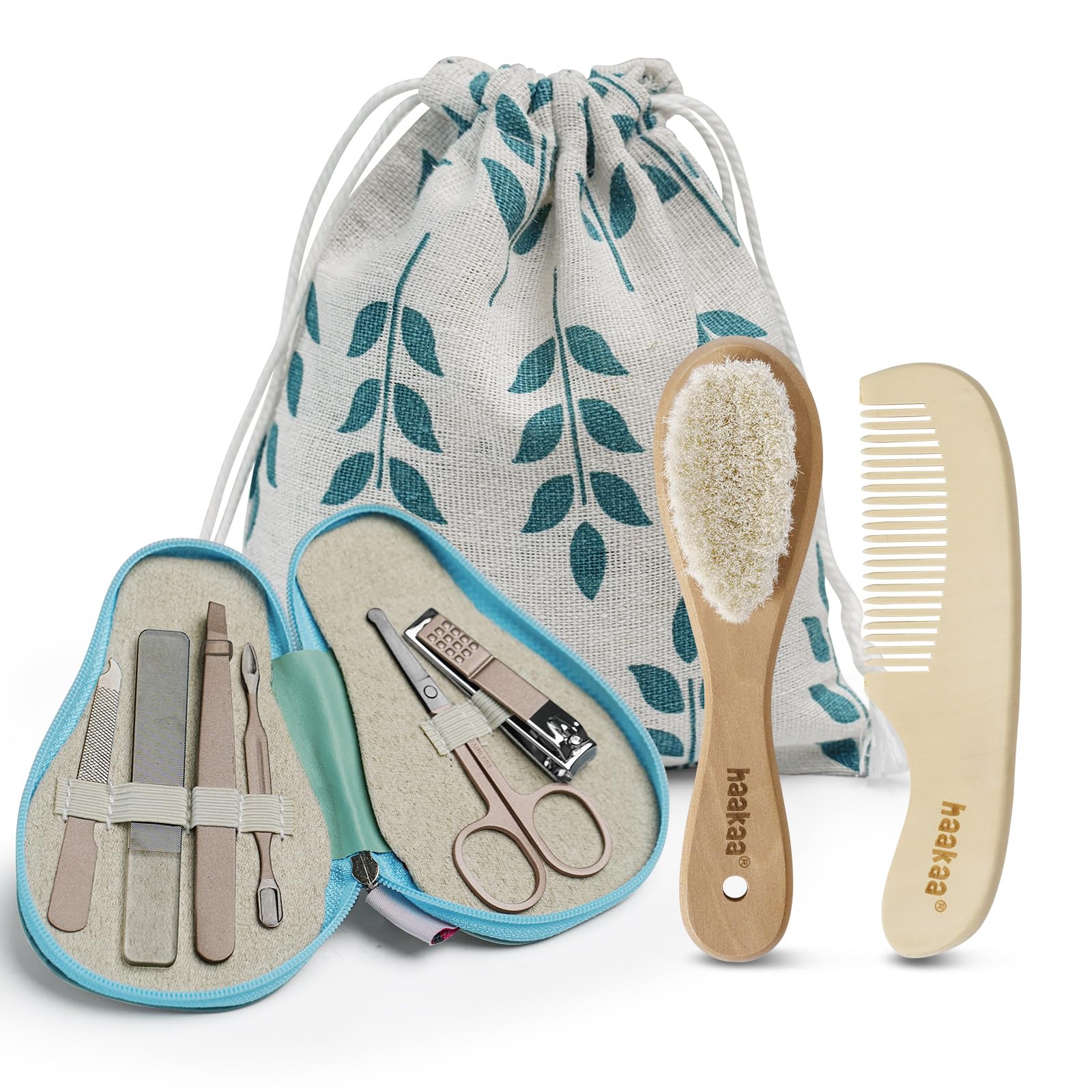 haakaa-baby-hair-brush-and-comb-set-pearl-fect-manicure-kit-for-newborns-toddler image 1