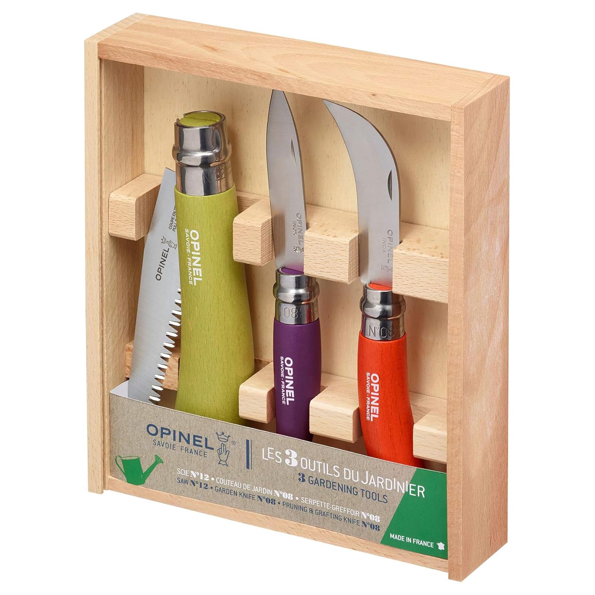opinel-3-piece-gardening-tool-set-no-12-folding-saw-no-8-pruning-knife-no-8-gard image 1