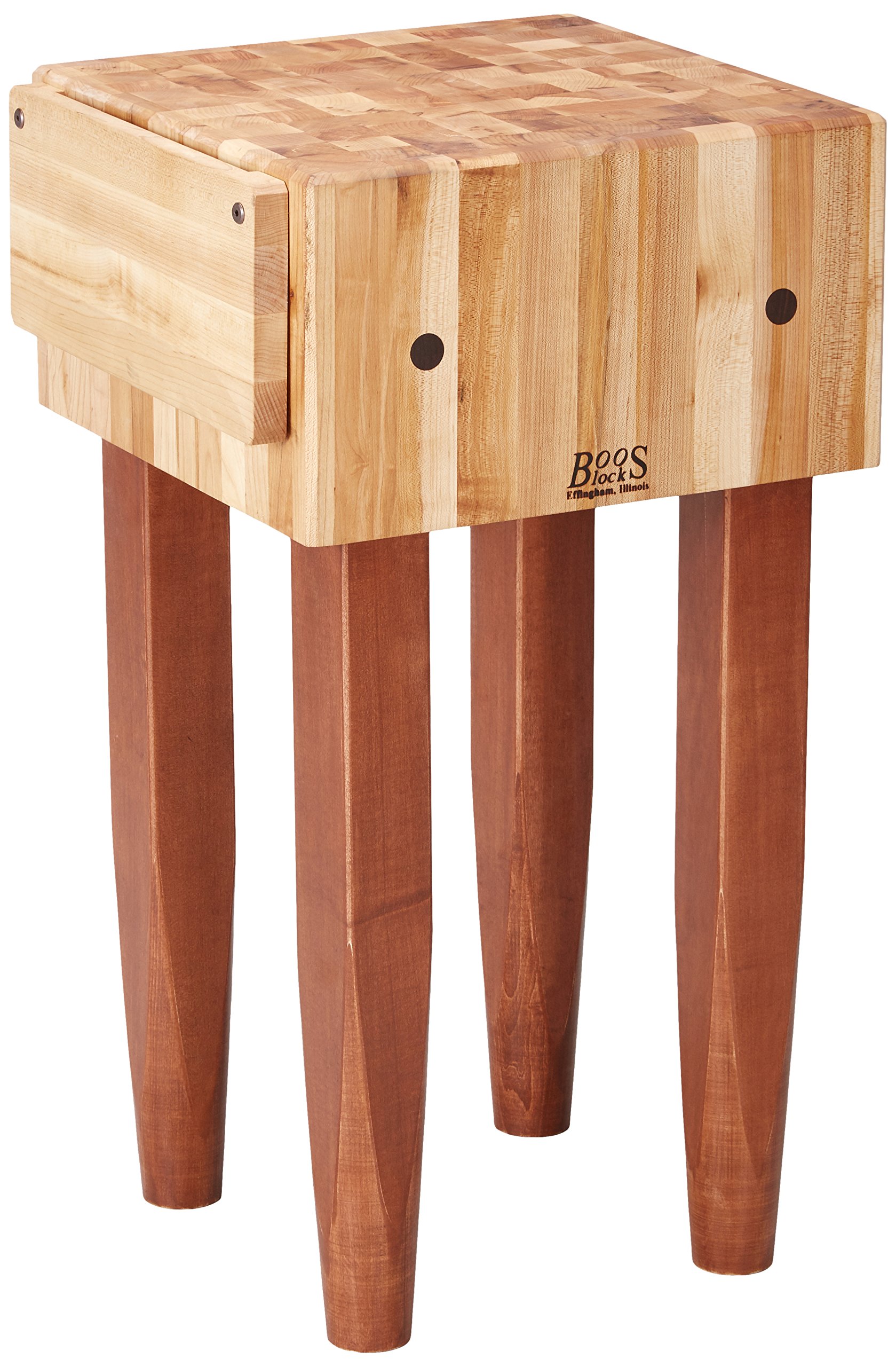 john-boos-pca1-maple-butcher-block-with-knife-holder-cherry-stain-legs-18-x18-x1 image 1