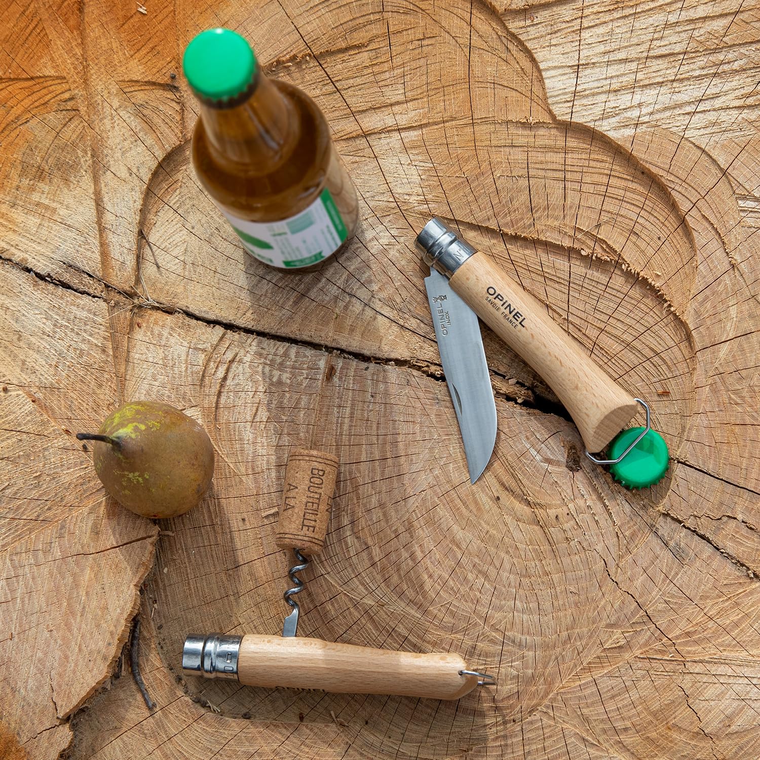 opinel-no-10-stainless-steel-corkscrew-folding-knife-with-beechwood-handle-and-i image 7