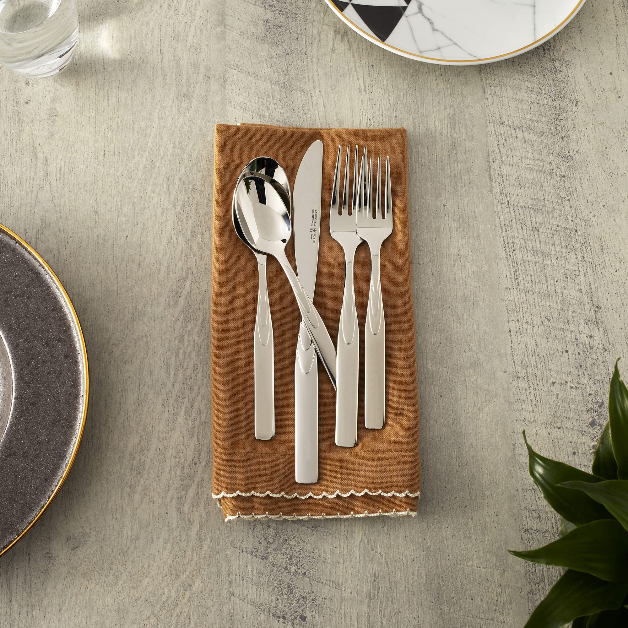 miyabi-henckels-rapture-45-piece-stainless-steel-flatware-set-with-teardrop-desi image 2