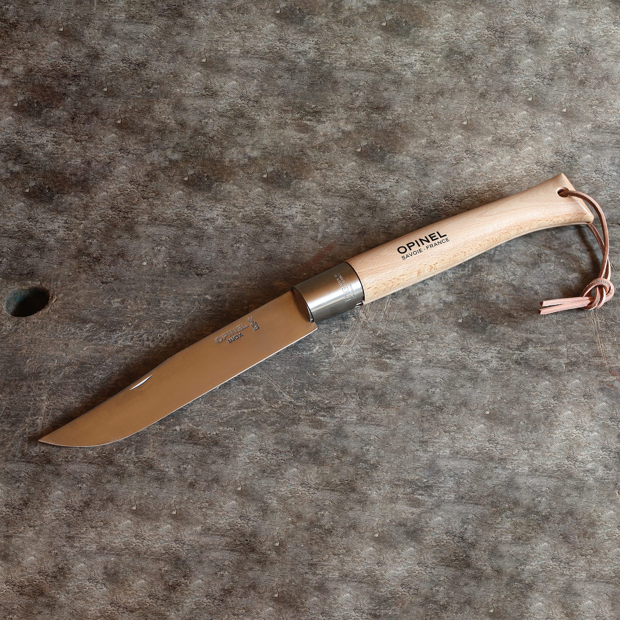 opinel-giant-no-13-stainless-steel-folding-knife-beechwood-handle-largest-opinel image 5