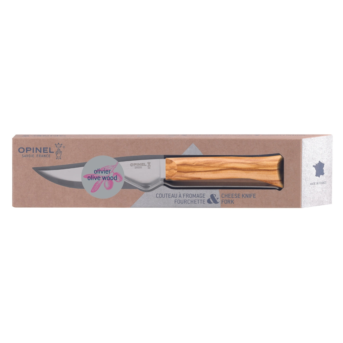 opinel-cheese-knife-and-fork-set-with-olive-wood-handles image 4