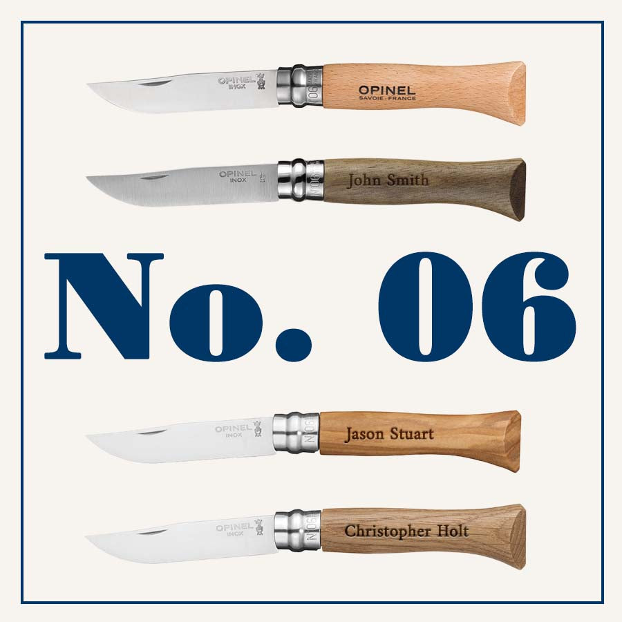 opinel-no-06-stainless-steel-folding-knife-engraved-gift-bundle-set-of-6 image 1