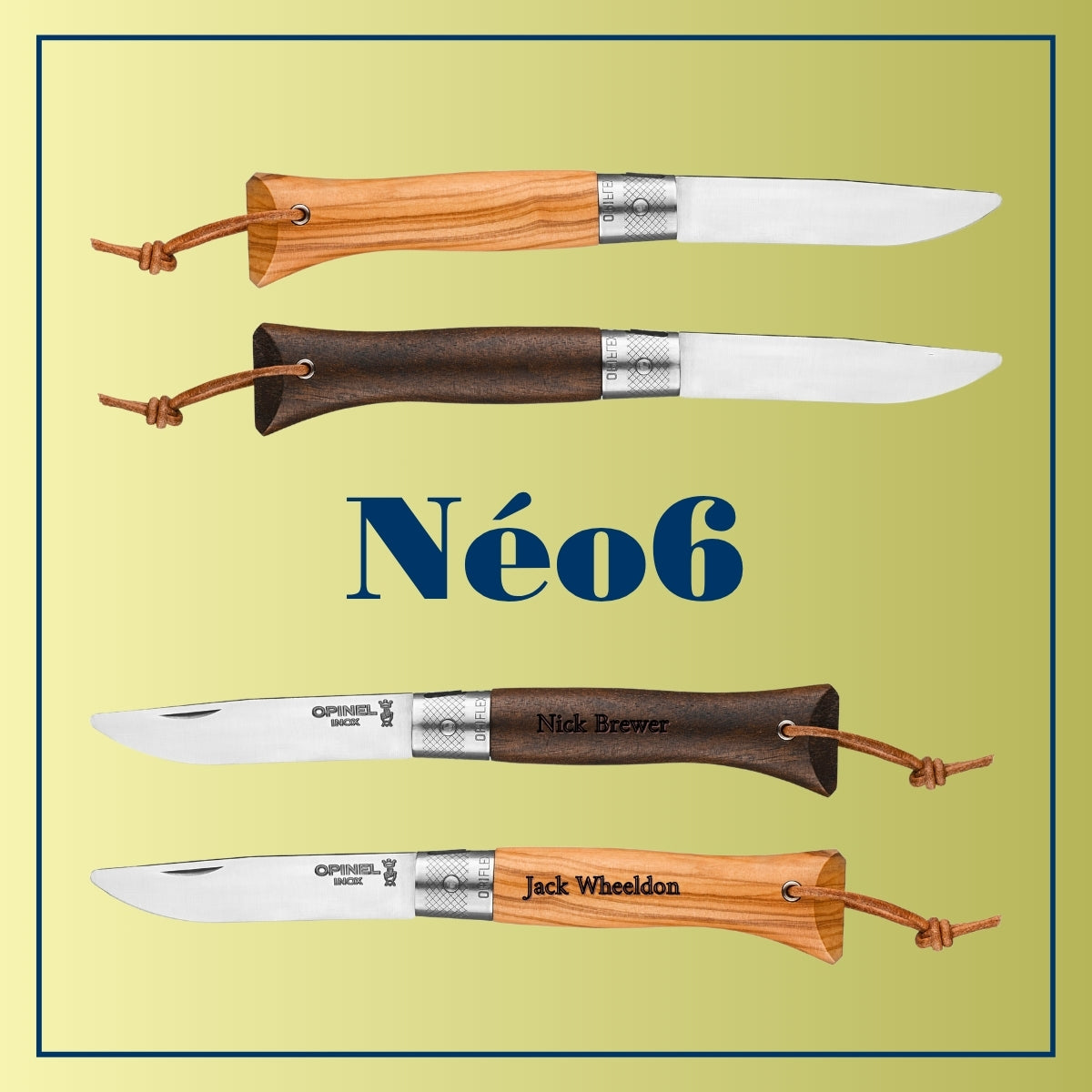 opinel-n-o6-engraved-gift-bundle-set-of-6-everyday-carry-folding-knives-with-cus image 1