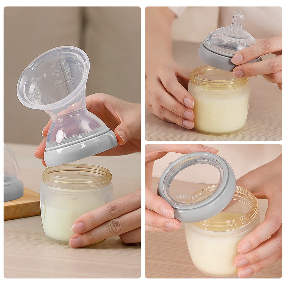 haakaa-generation-3-silicone-breast-pump-flange-bottle-set-160-ml-6-oz image 3
