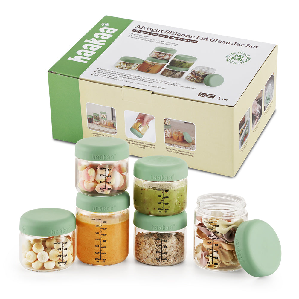 haakaa-sealed-glass-storage-jar-set-4-x-4oz-2-x-7oz image 1