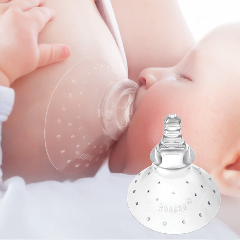 haakaa-silicone-breastfeeding-nipple-shield-round-shape-100-soft-silicone-1-pack image 2