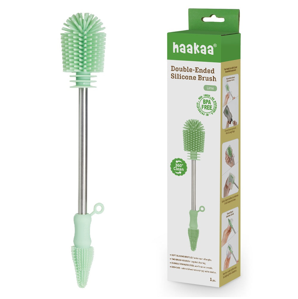 haakaa-double-ended-silicone-brush-multi-purpose-360-cleaning-brush-for-baby-bot image 1