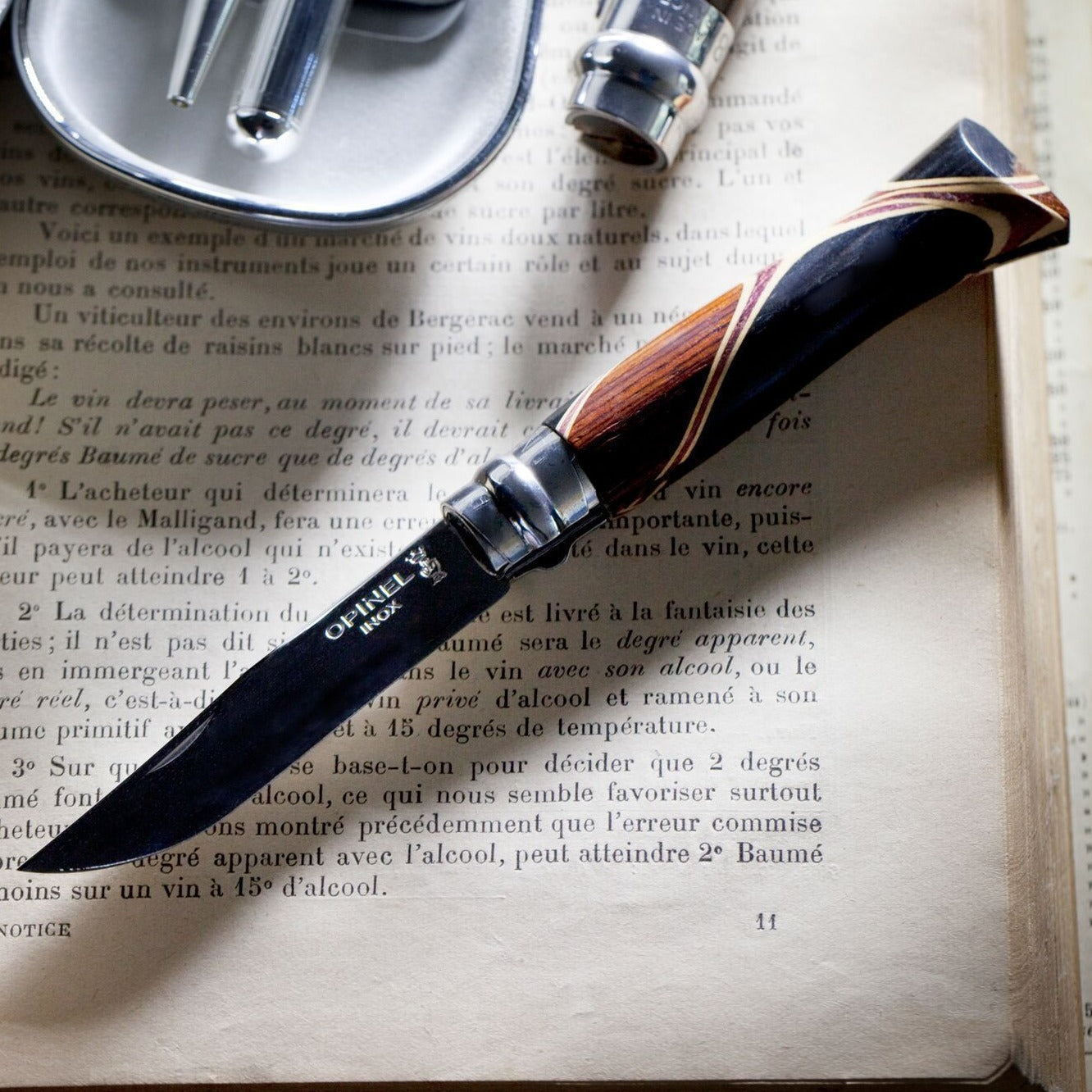 opinel-no-08-bruno-chaperon-stainless-steel-folding-knife-with-unique-marquetry- image 2