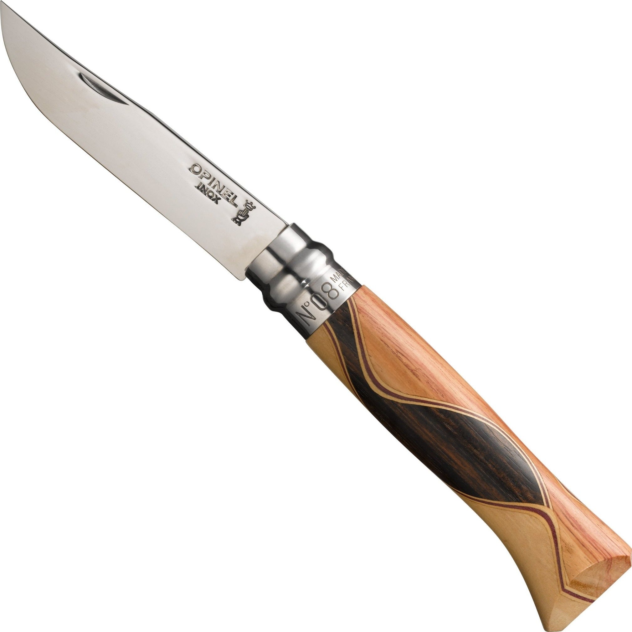 opinel-no-08-bruno-chaperon-stainless-steel-folding-knife-with-unique-marquetry- image 1