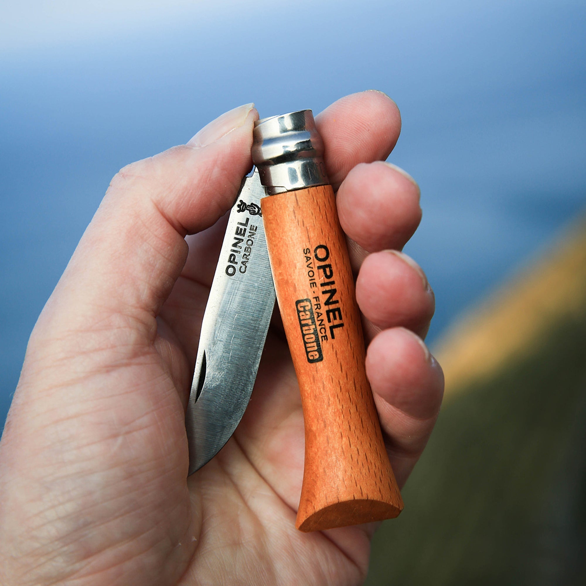 opinel-no-08-carbon-steel-folding-knife-with-beechwood-handle-and-sheath-gift-bo image 3