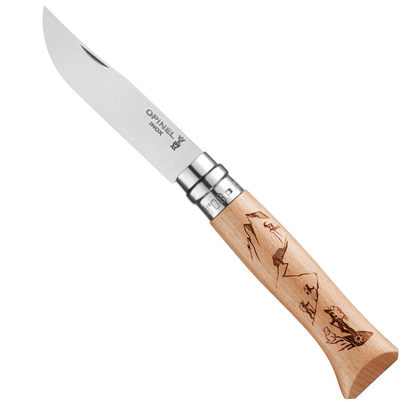 opinel-no-08-engraved-handle-folding-knife-alpine-adventures image 2
