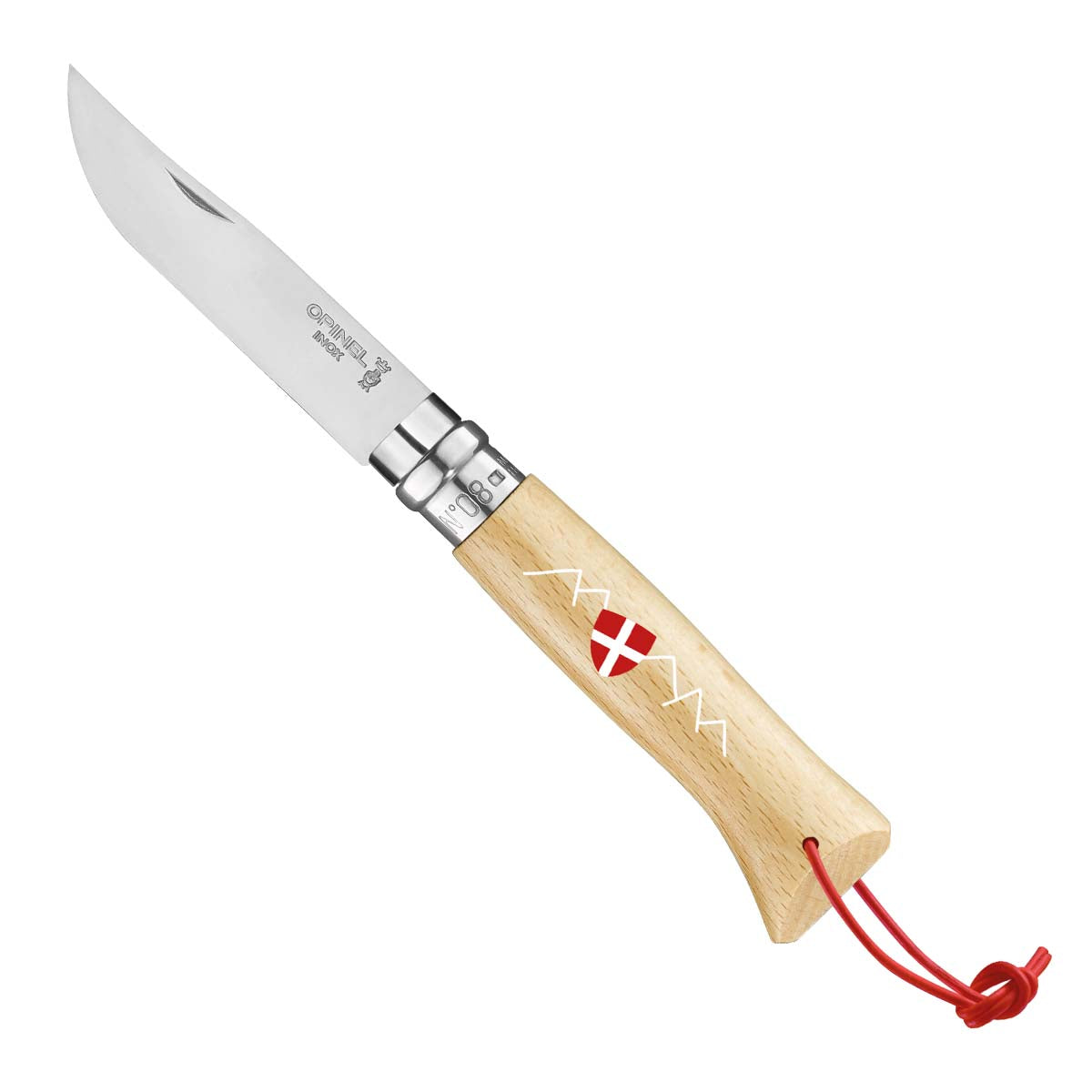 opinel-no-08-le-savoyard-folding-knife-with-red-lanyard image 1