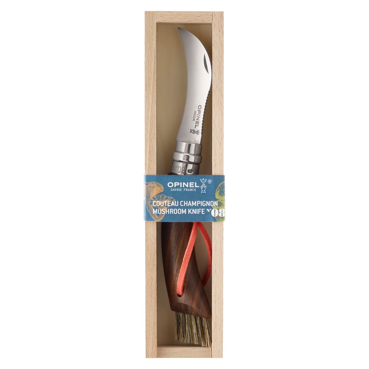 opinel-no-08-mushroom-knife-walnut-with-brush image 3