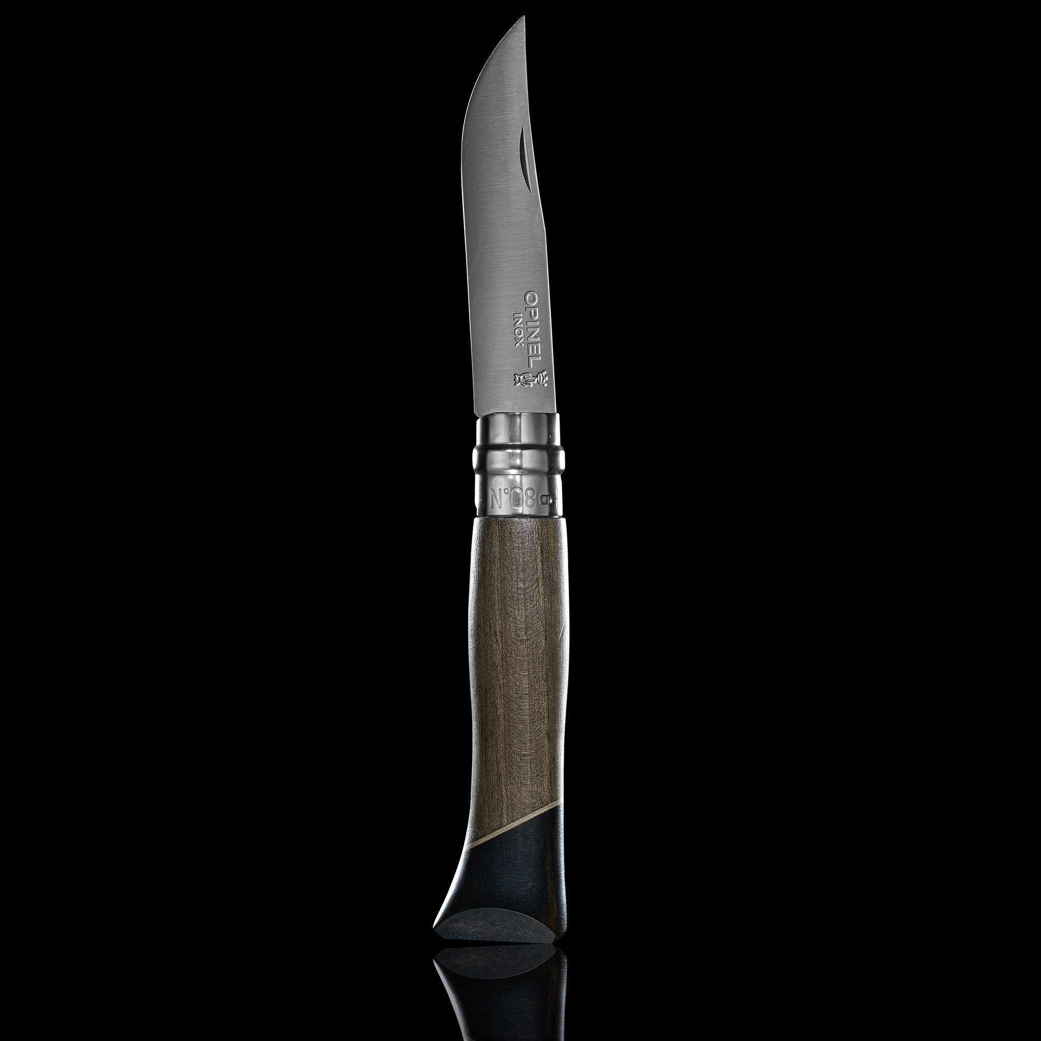 opinel-no-08-workshop-stainless-steel-folding-knife-walnut-ebony image 2