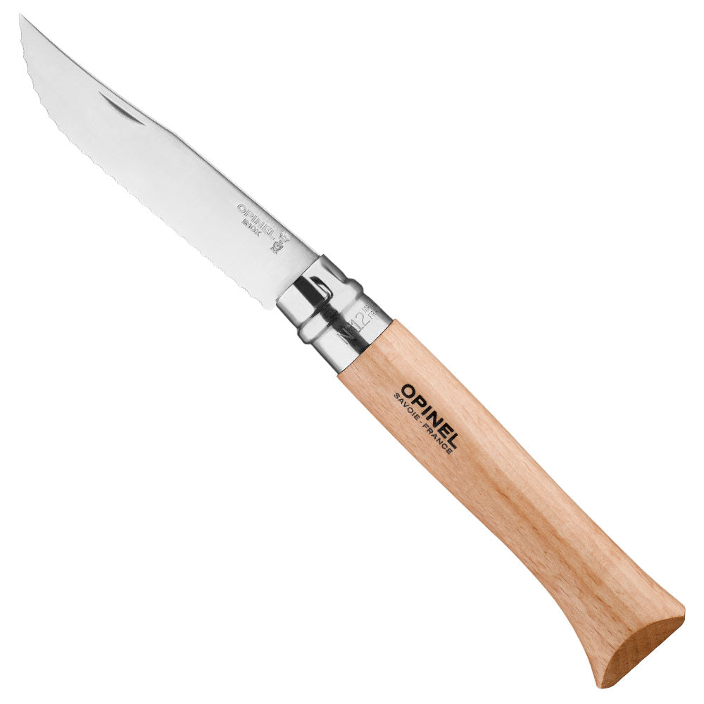opinel-no-12-serrated-folding-knife-stainless-steel-blade-beech-wood-handle image 2