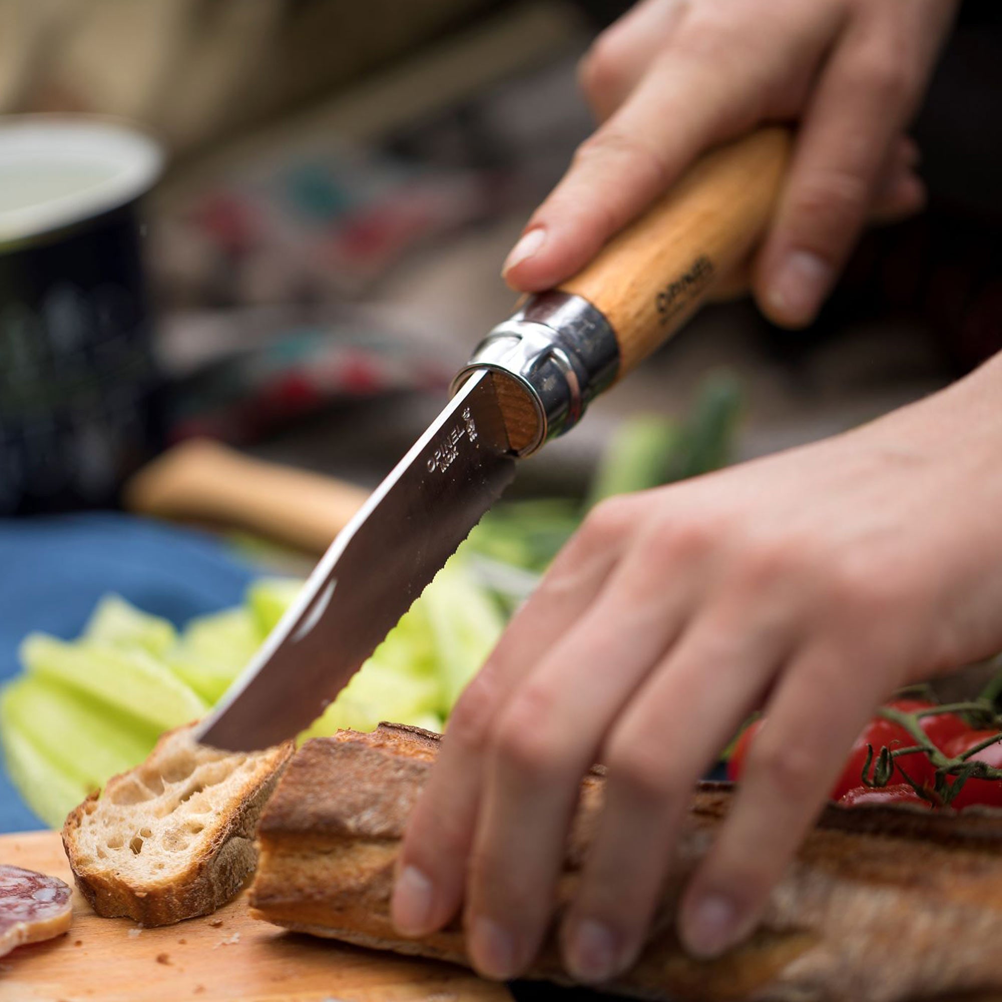 opinel-no-12-serrated-folding-knife-stainless-steel-blade-beech-wood-handle image 3