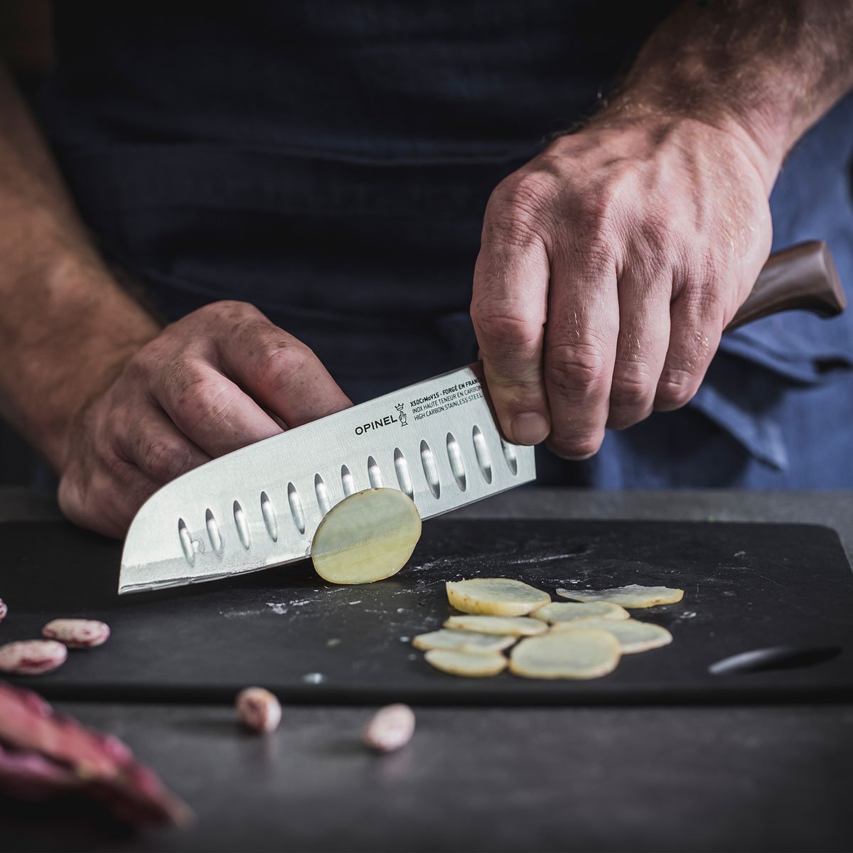 opinel-les-forg-s-1890-professional-santoku-knife-7-dimpled image 2
