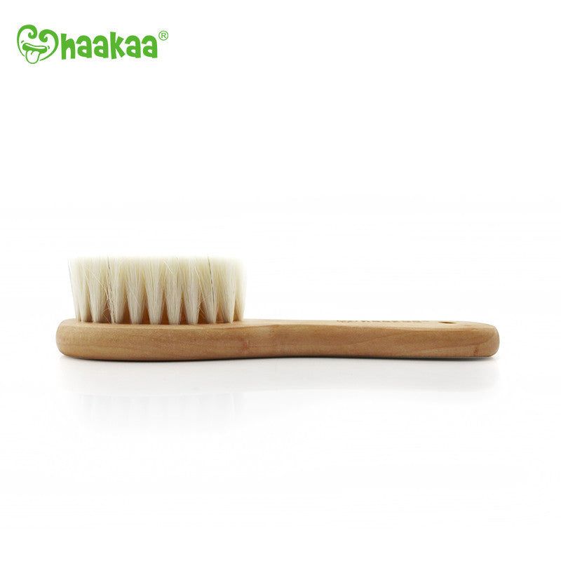 haakaa-goats-wool-wooden-baby-hairbrush-pack-of-2-natural-wood-goat-wool image 2